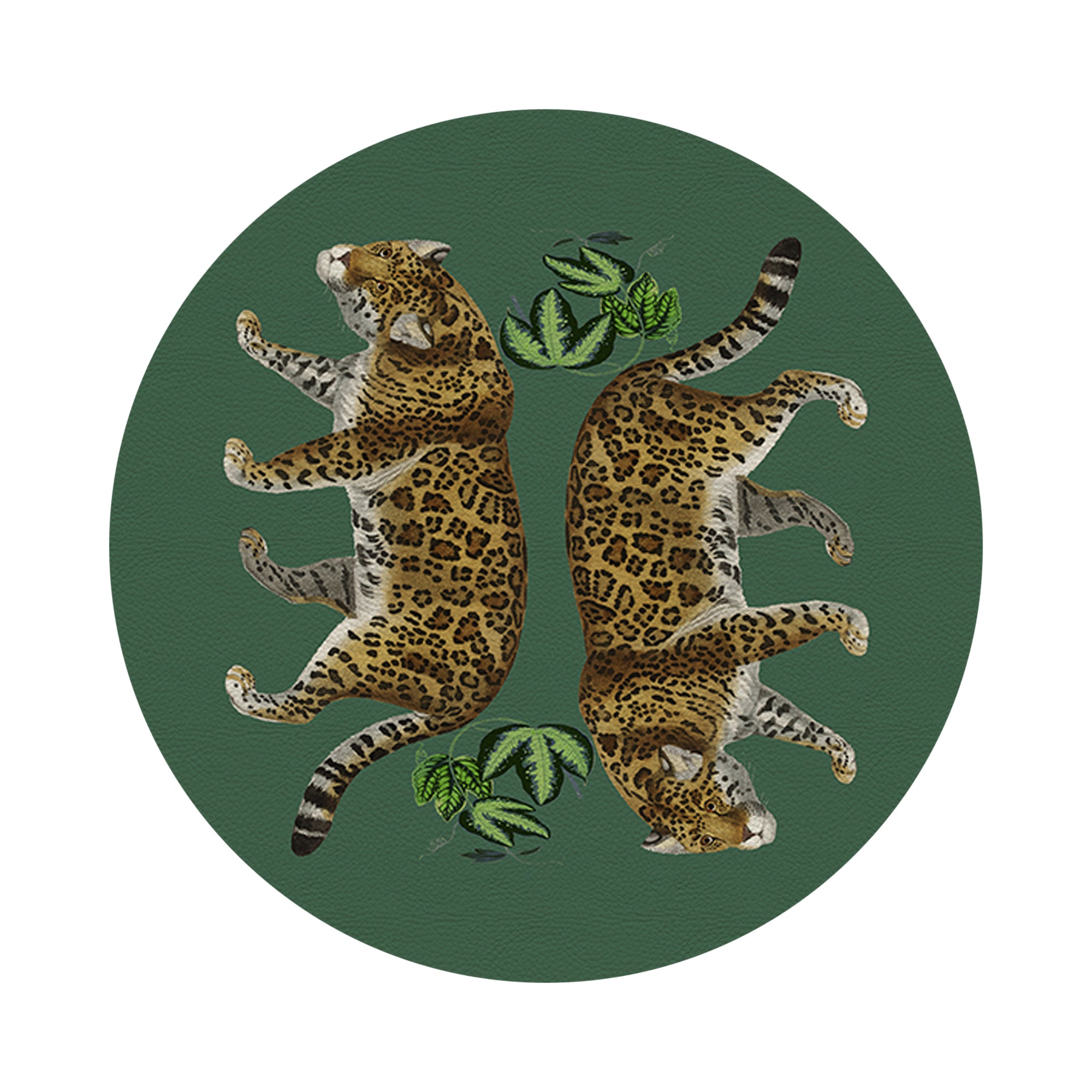 Leopard Seeing Double Evergreen 16" Round Pebble Placemats, Set of 4 - nicolettemayer.com