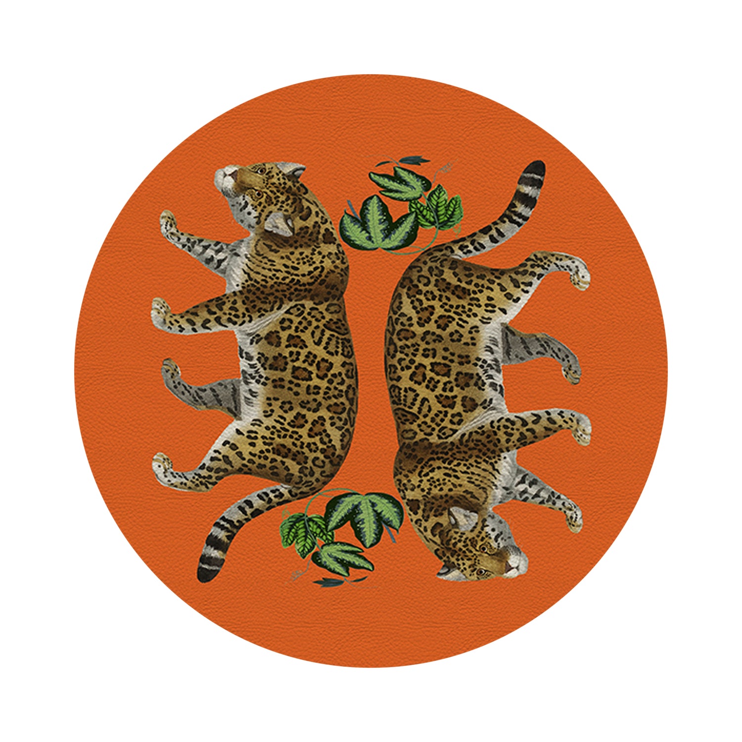 Leopard Seeing Double Orange 16" Round Pebble Placemats, Set of 4 - nicolettemayer.com