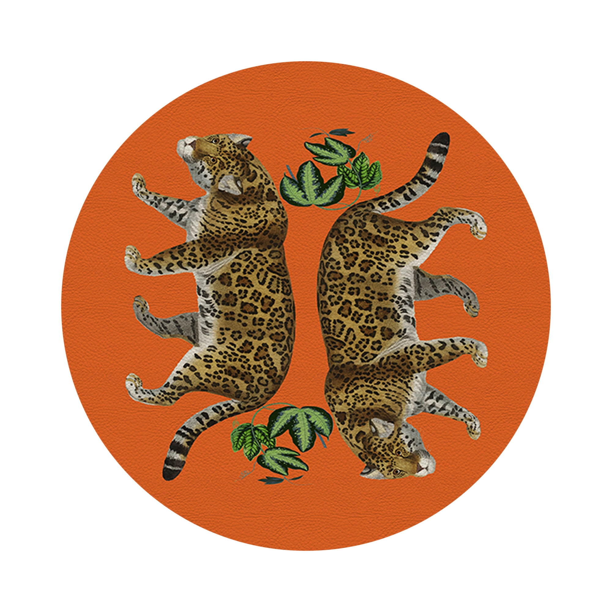 Leopard Seeing Double Orange 16" Round Pebble Placemats, Set of 4 - nicolettemayer.com