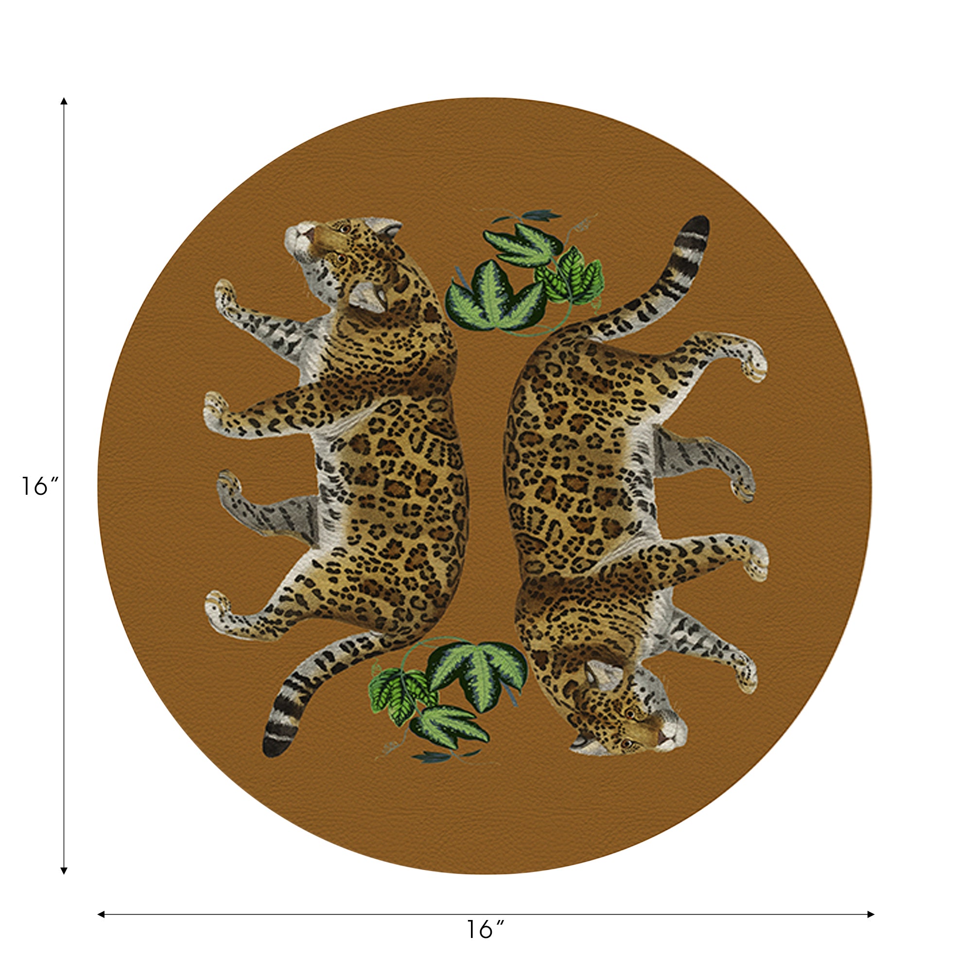 Leopard Seeing Double Safri Vegan Leather Round Pebble Placemat