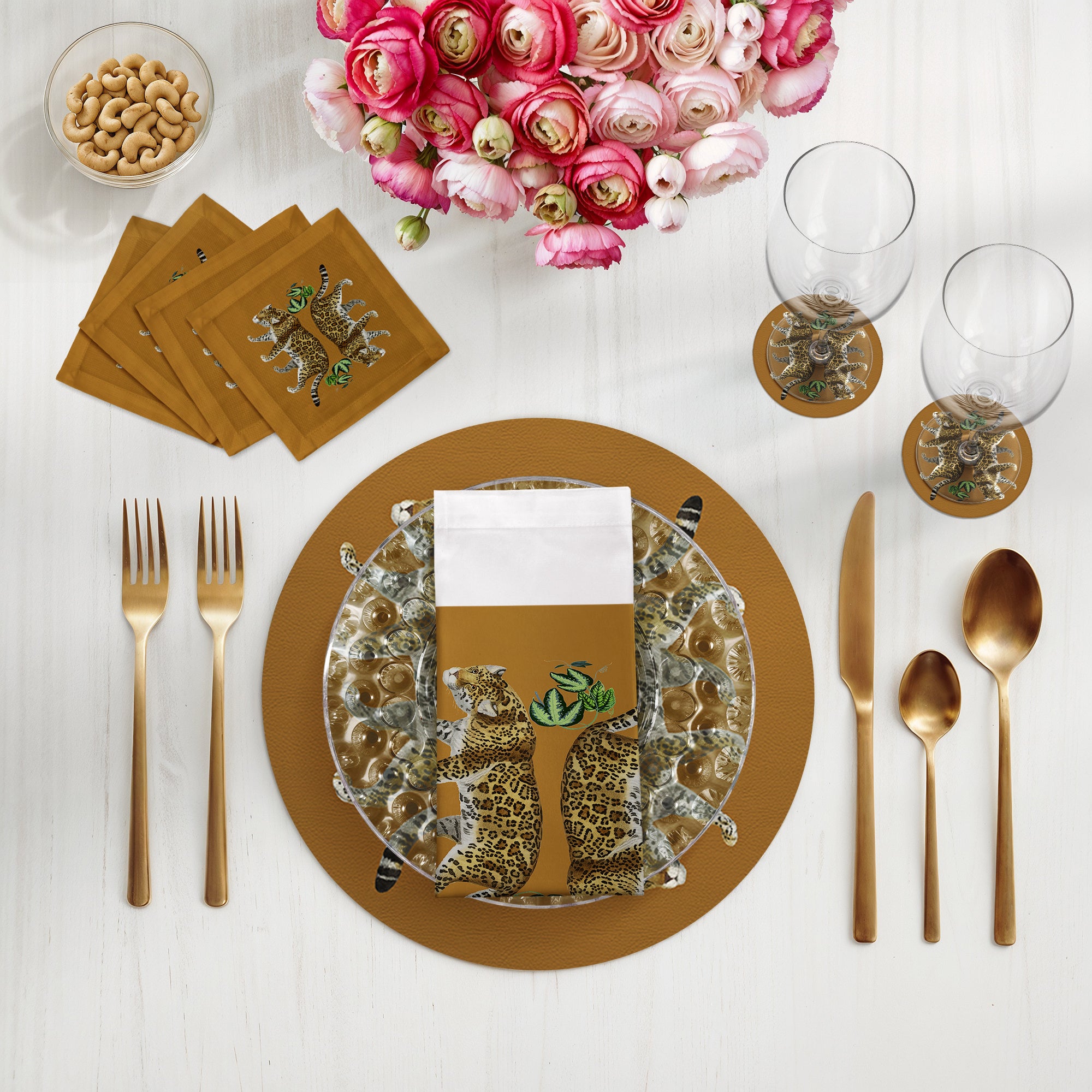 Leopard Seeing Double Safri 16" Round Pebble Placemats, Set of 4 - nicolettemayer.com