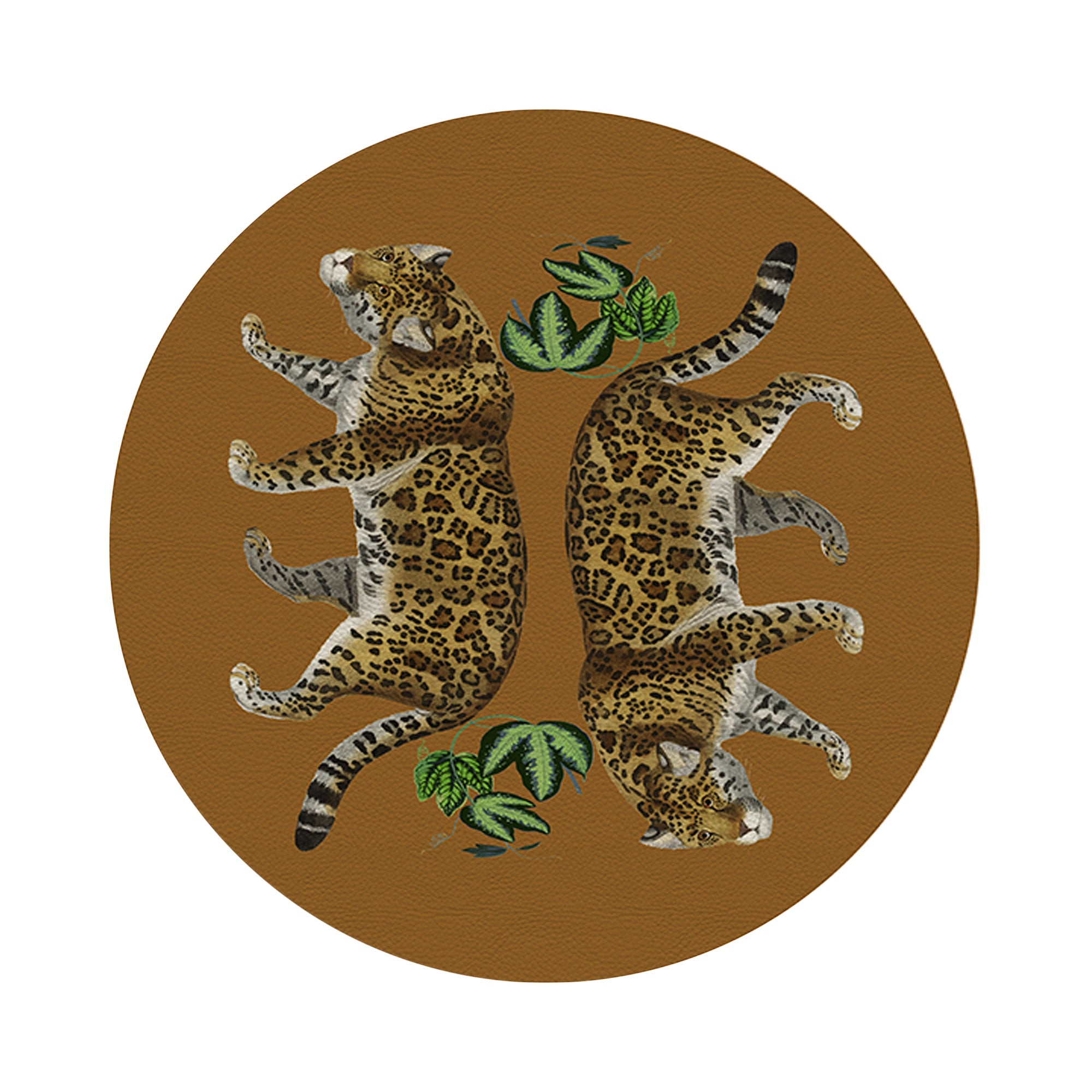 Leopard Seeing Double Safri Vegan Leather Round Pebble Placemat