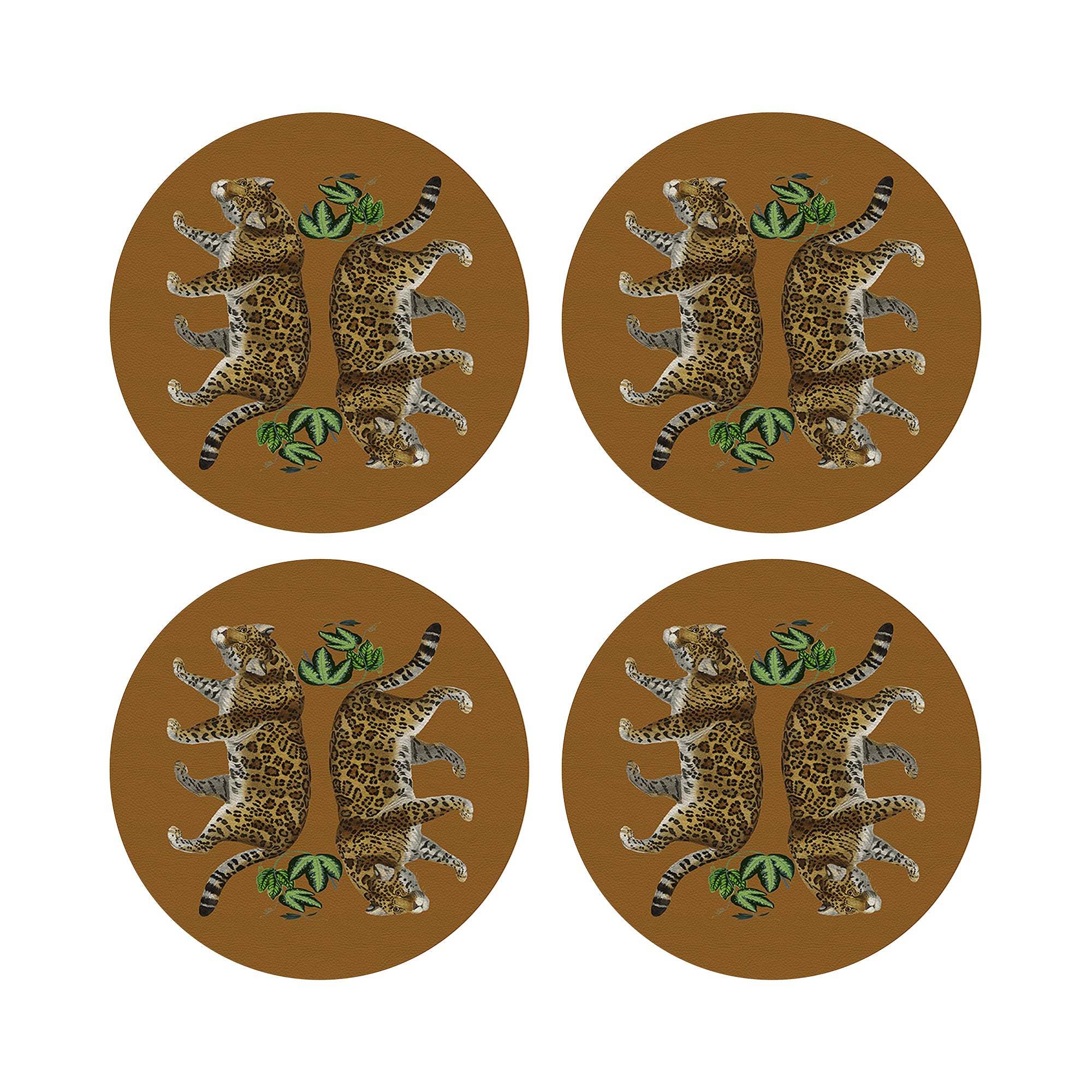 Leopard Seeing Double Safri Vegan Leather Round Pebble Placemat