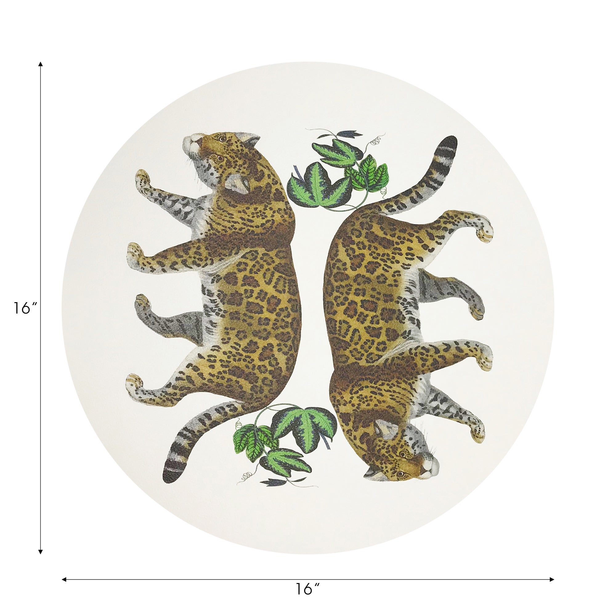 Set de table rond « Léopard Seeing Double » blanc, 16 galets, lot de 4
