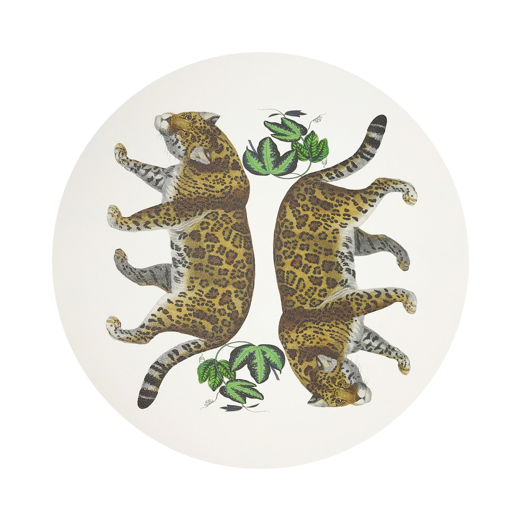 Leopard Seeing Double White 16" Round Pebble Placemats, Set of 4 - nicolettemayer.com
