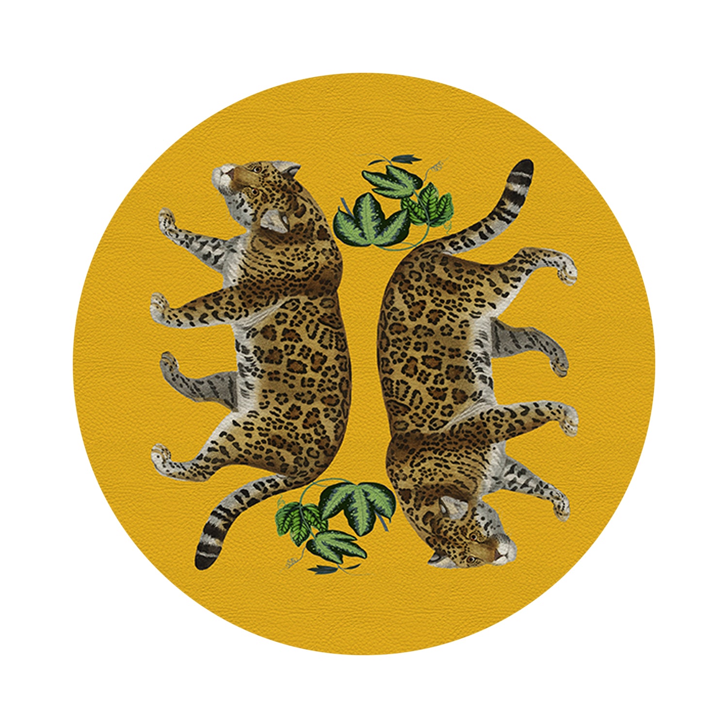 Leopard Seeing Double Yellow 16" Round Pebble Placemats, Set of 4 - nicolettemayer.com
