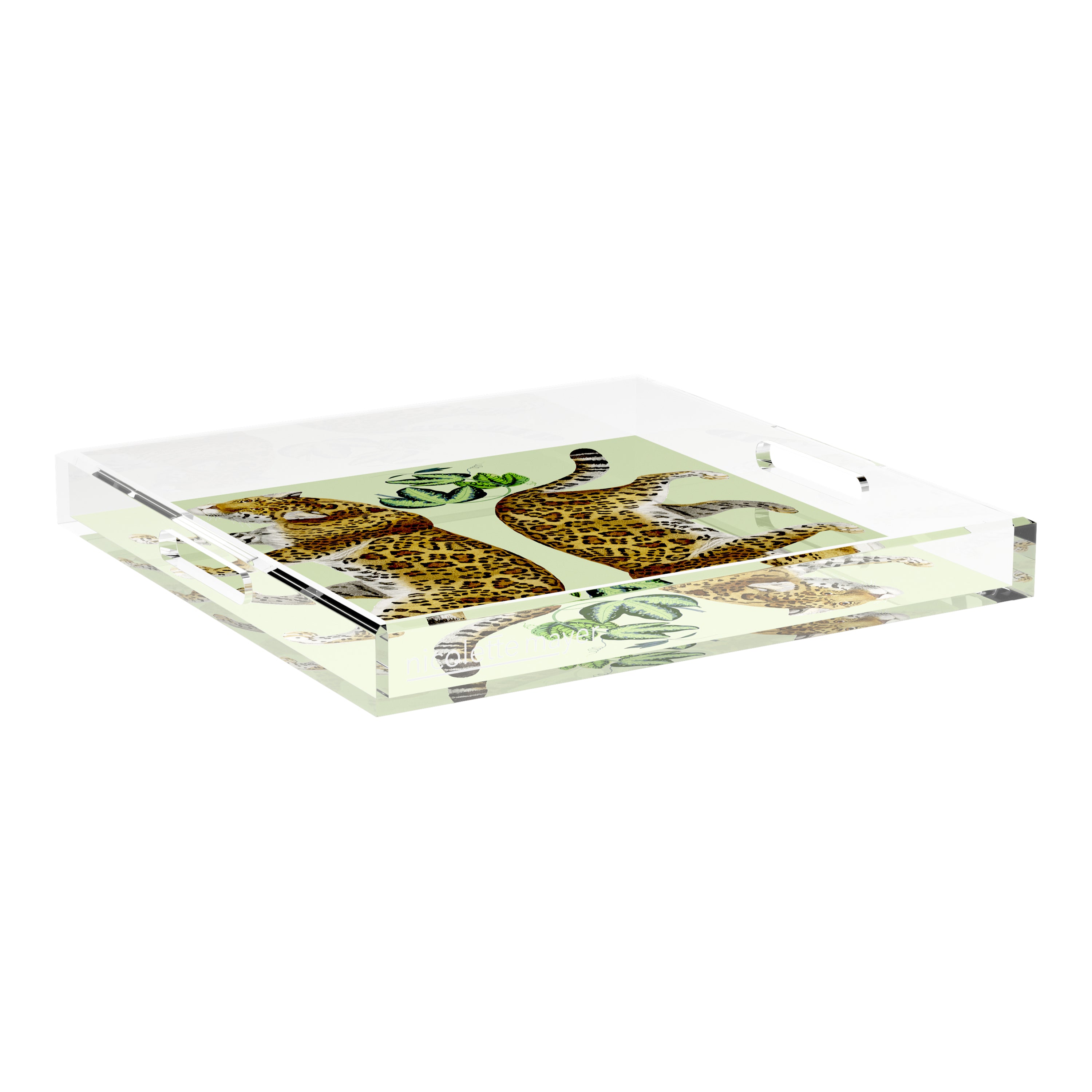 Leopard Seeing Double Avocado 18X18 Acrylic Tray - nicolettemayer.com