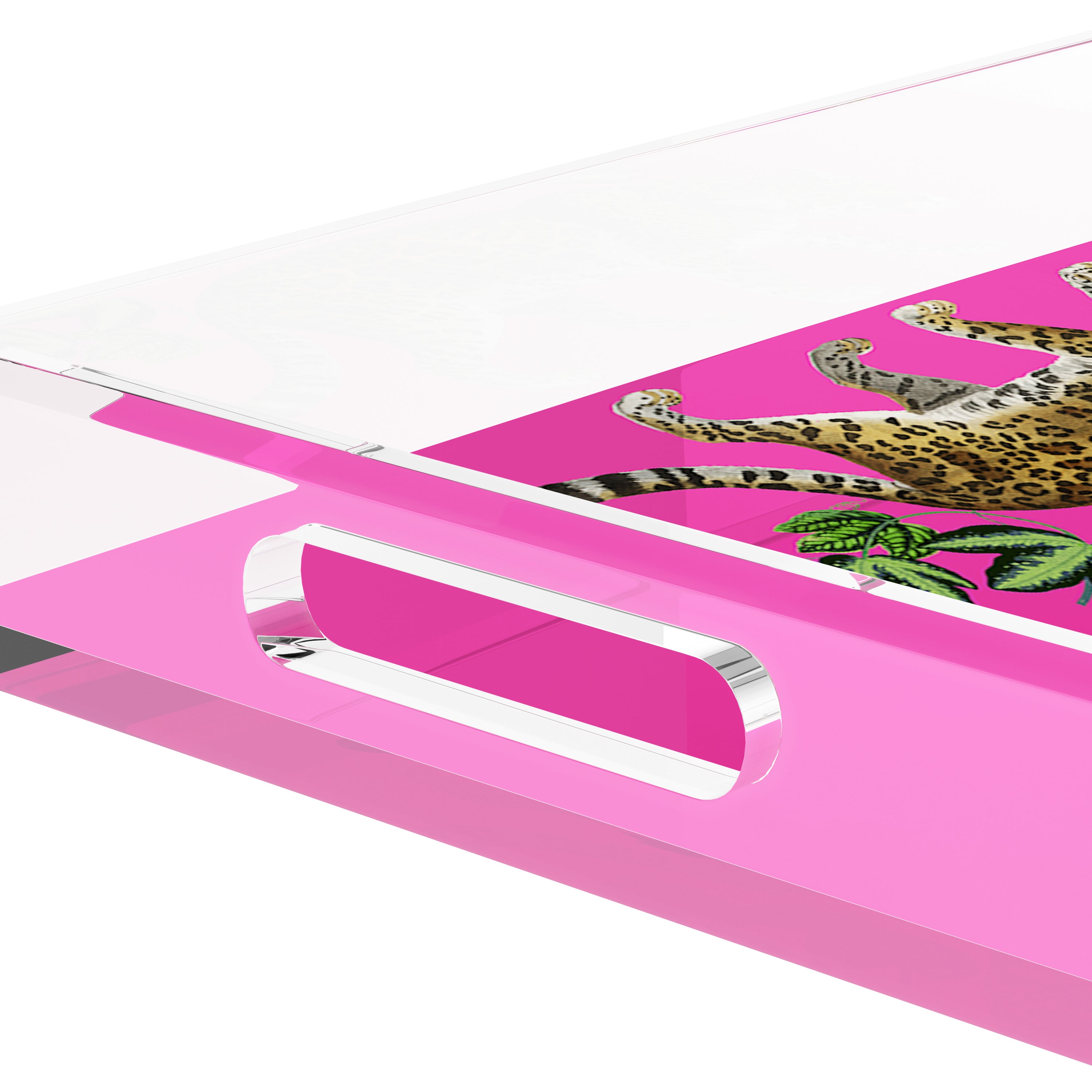 Leopard Seeing Double Hot Pink 12.5X7.75 Acrylic Tray - nicolettemayer.com