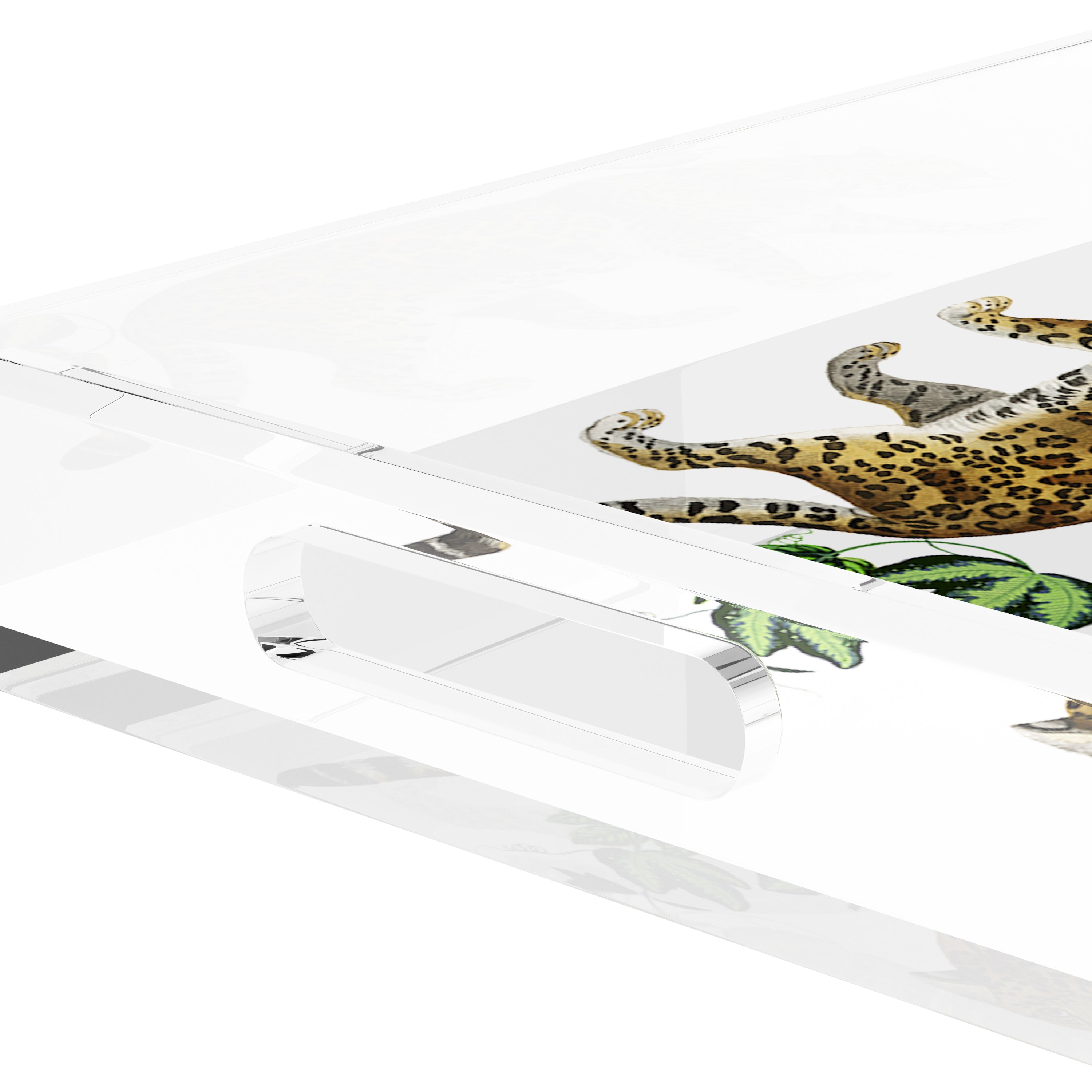 Leopard Seeing Double White 12.5X7.75 Acrylic Tray - nicolettemayer.com