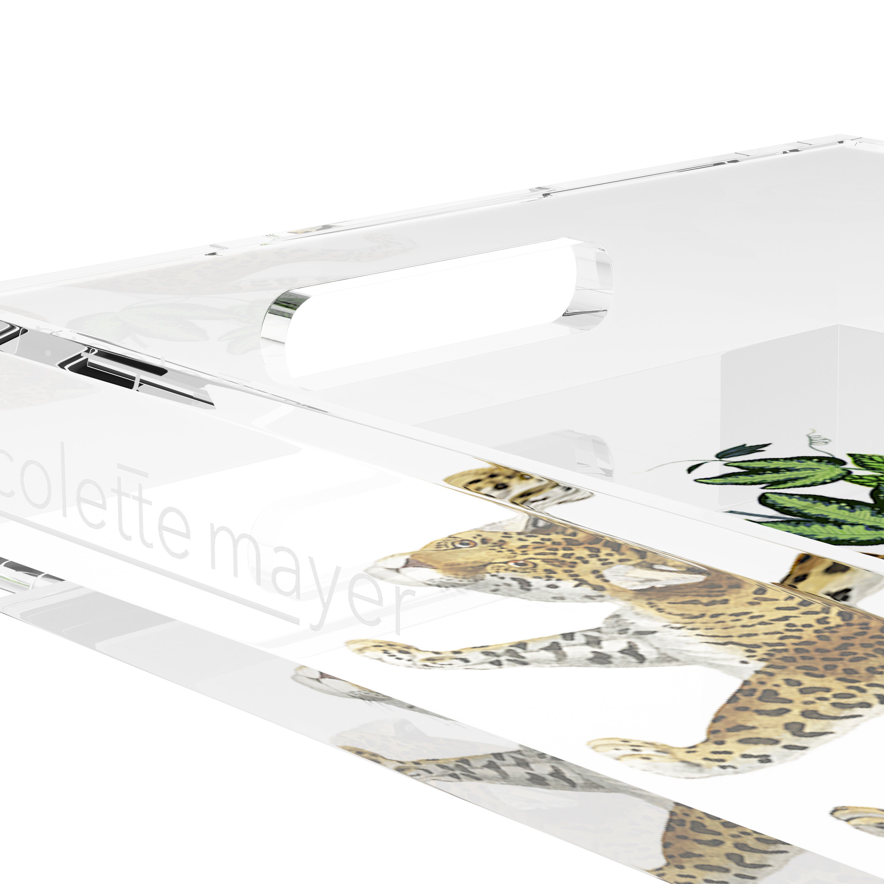 Leopard Seeing Double White 12.5X7.75 Acrylic Tray - nicolettemayer.com