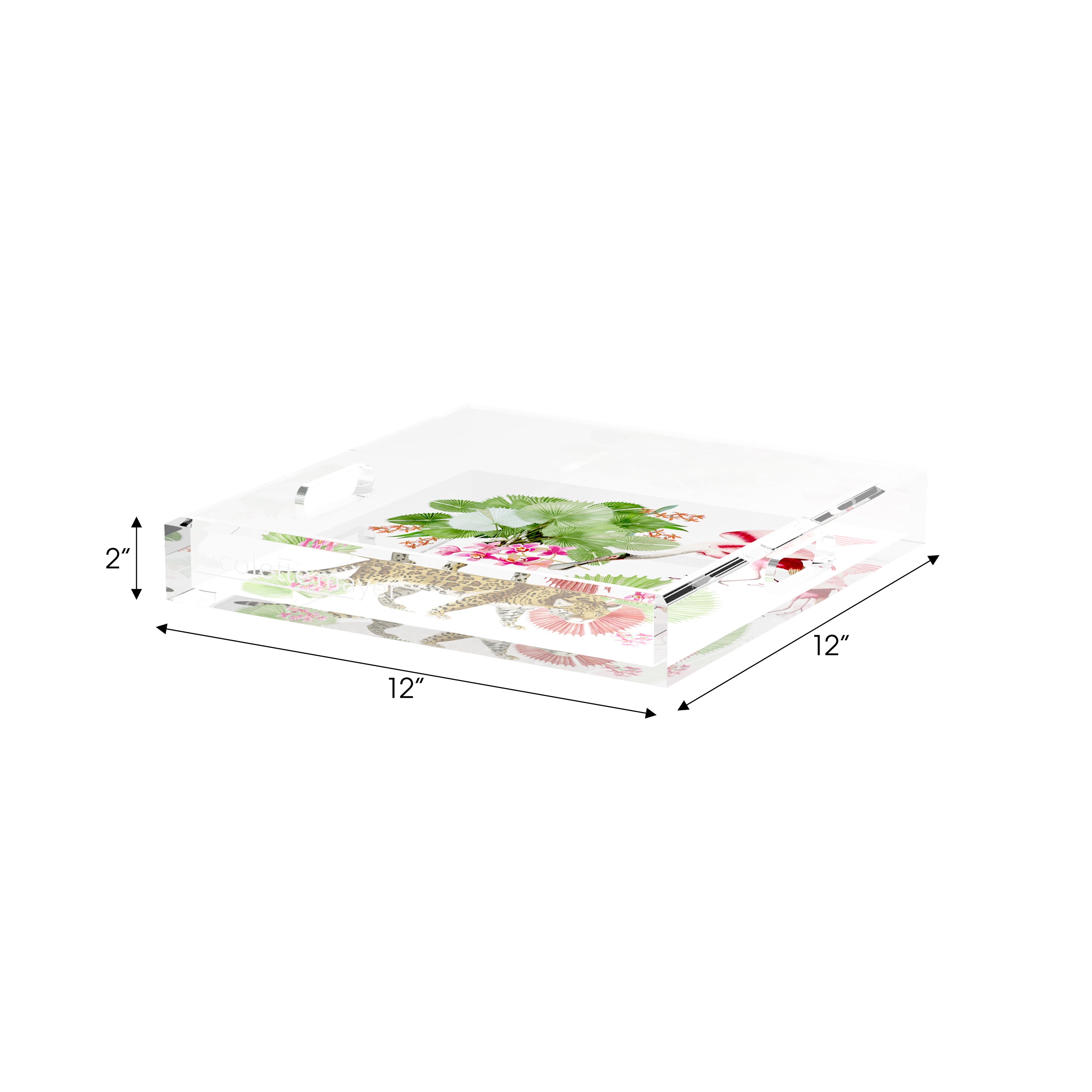 Leopard Walk Colorful 12X12 Acrylic Tray - nicolettemayer.com