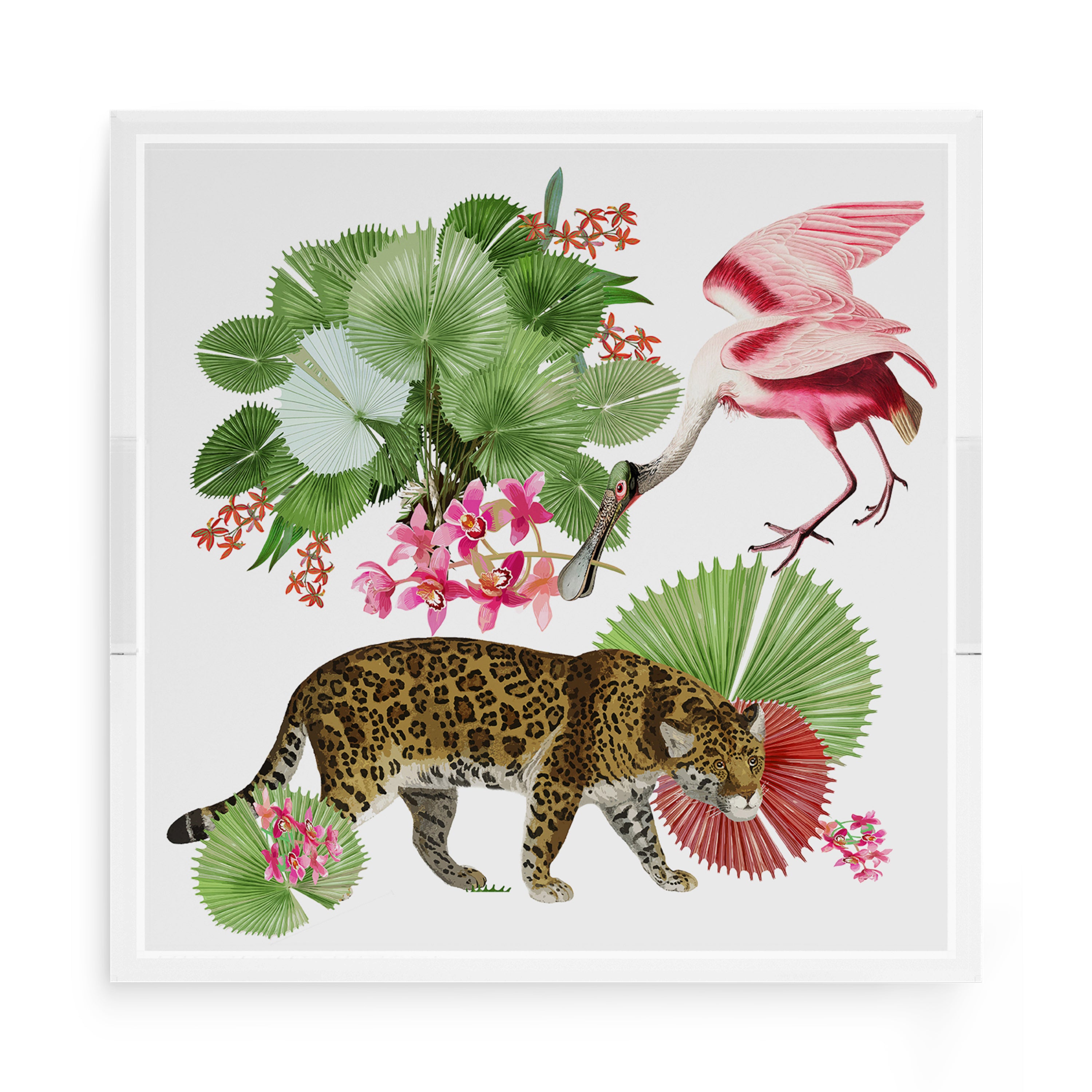 Leopard Walk Colorful 15X15 Acrylic Tray - nicolettemayer.com