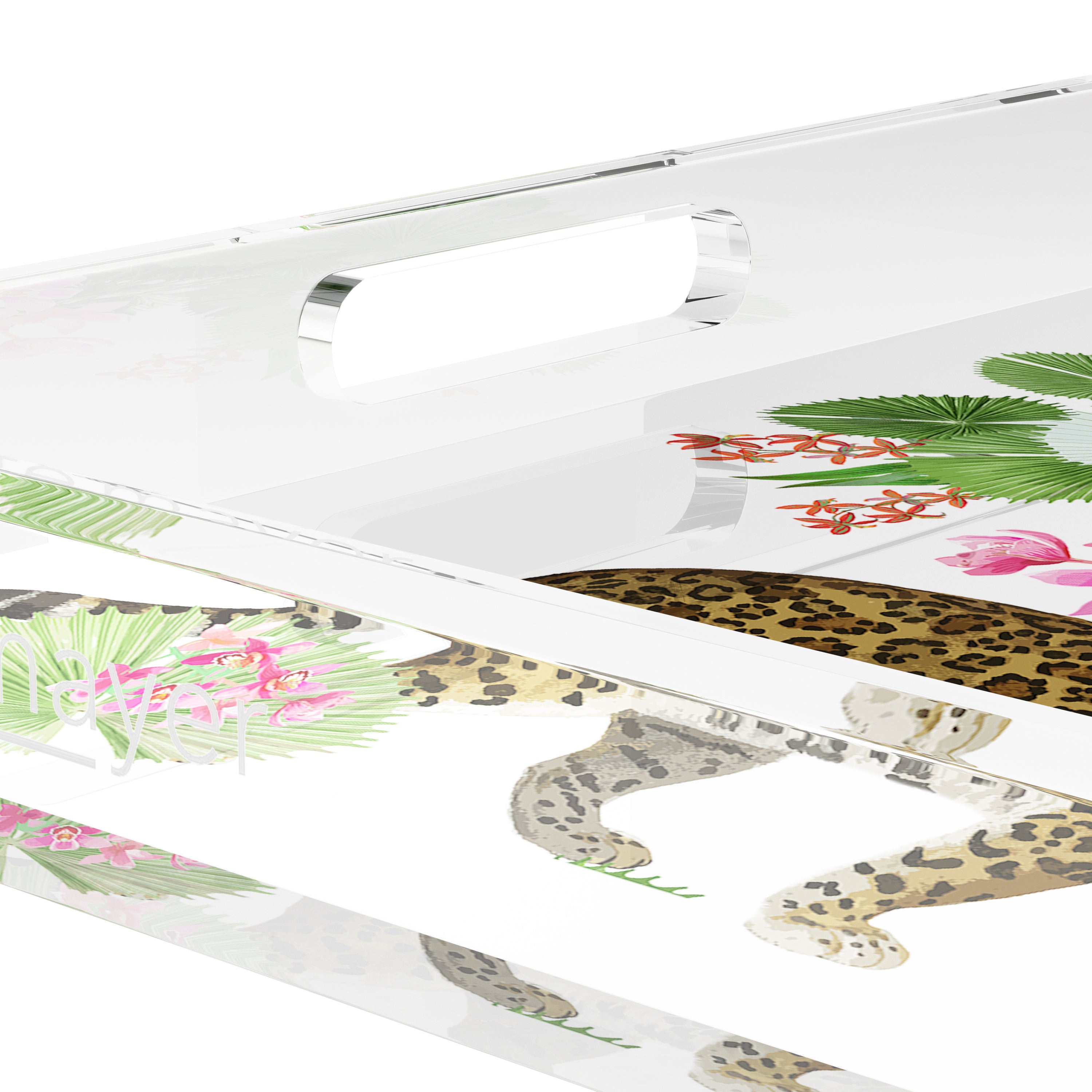 Leopard Walk Colorful 15X15 Acrylic Tray - nicolettemayer.com