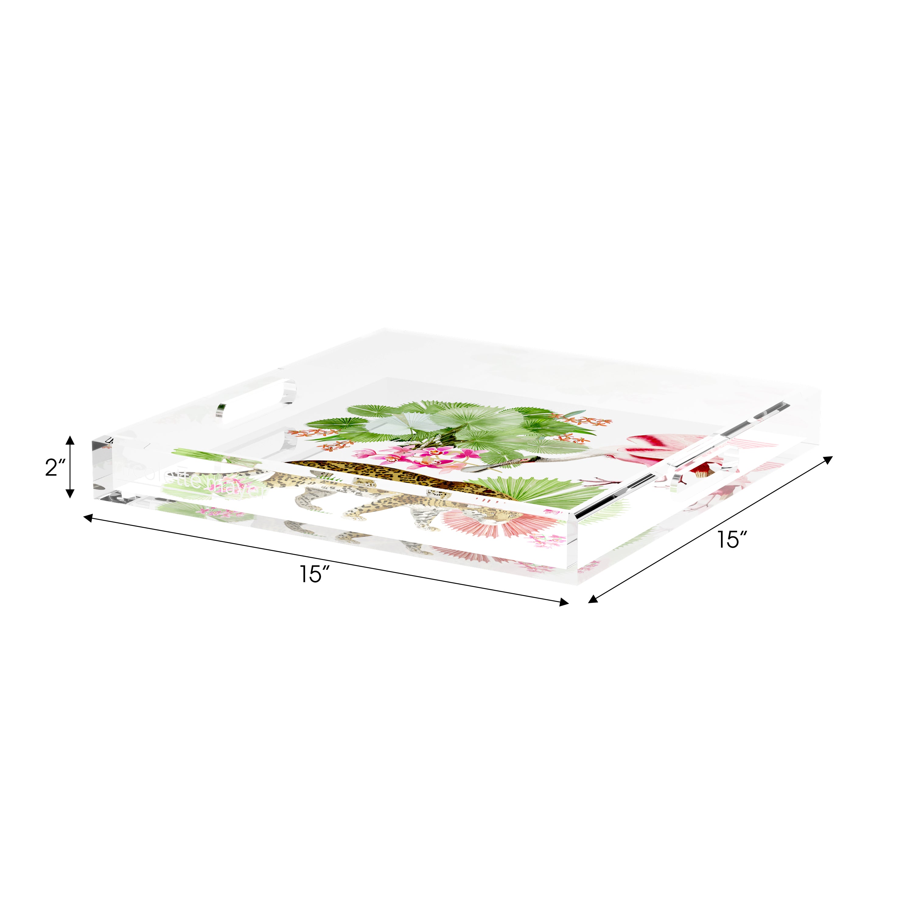 Leopard Walk Colorful 15X15 Acrylic Tray - nicolettemayer.com