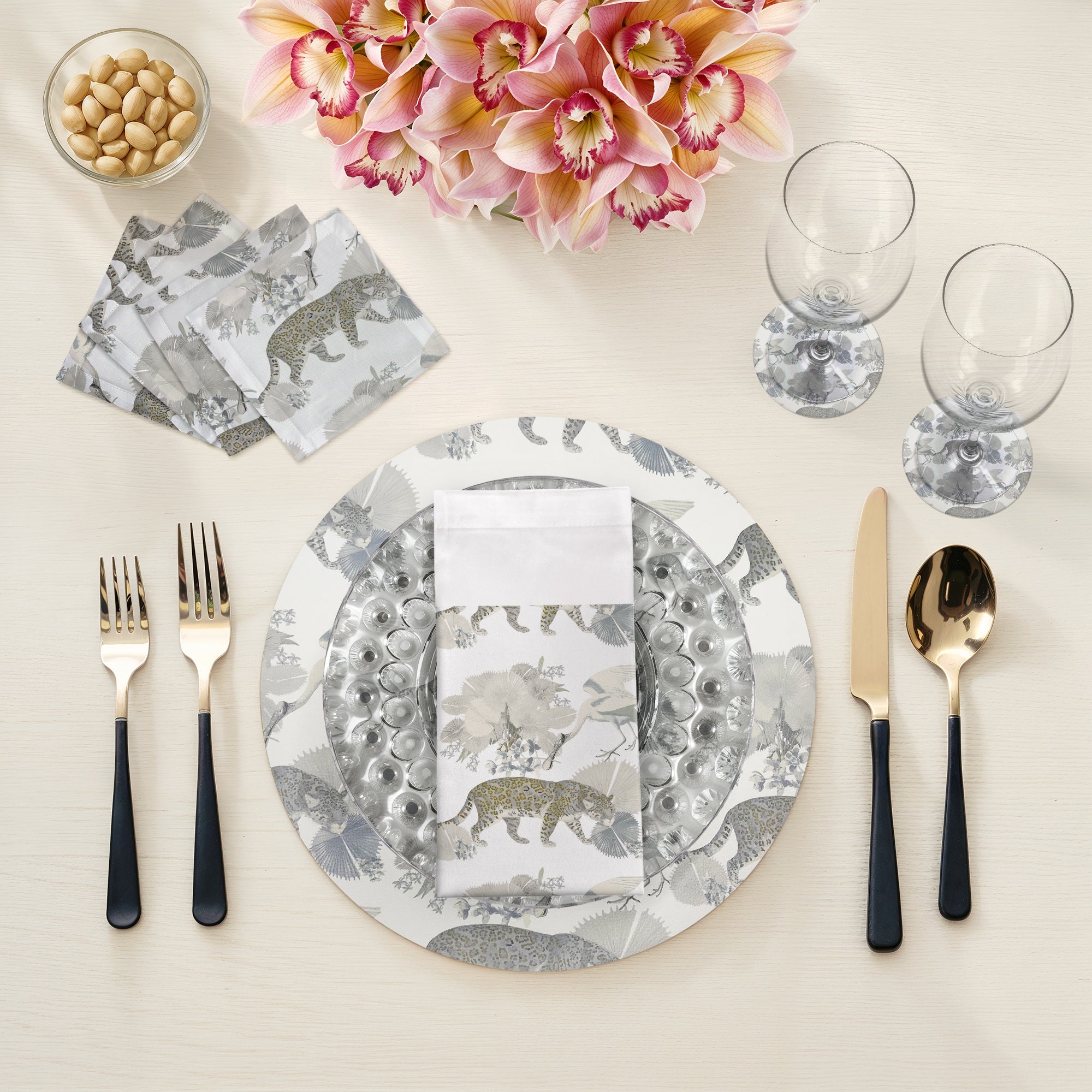 Leopard Walk Cameo 16" Round Pebble Placemats, Set of 4 - nicolettemayer.com