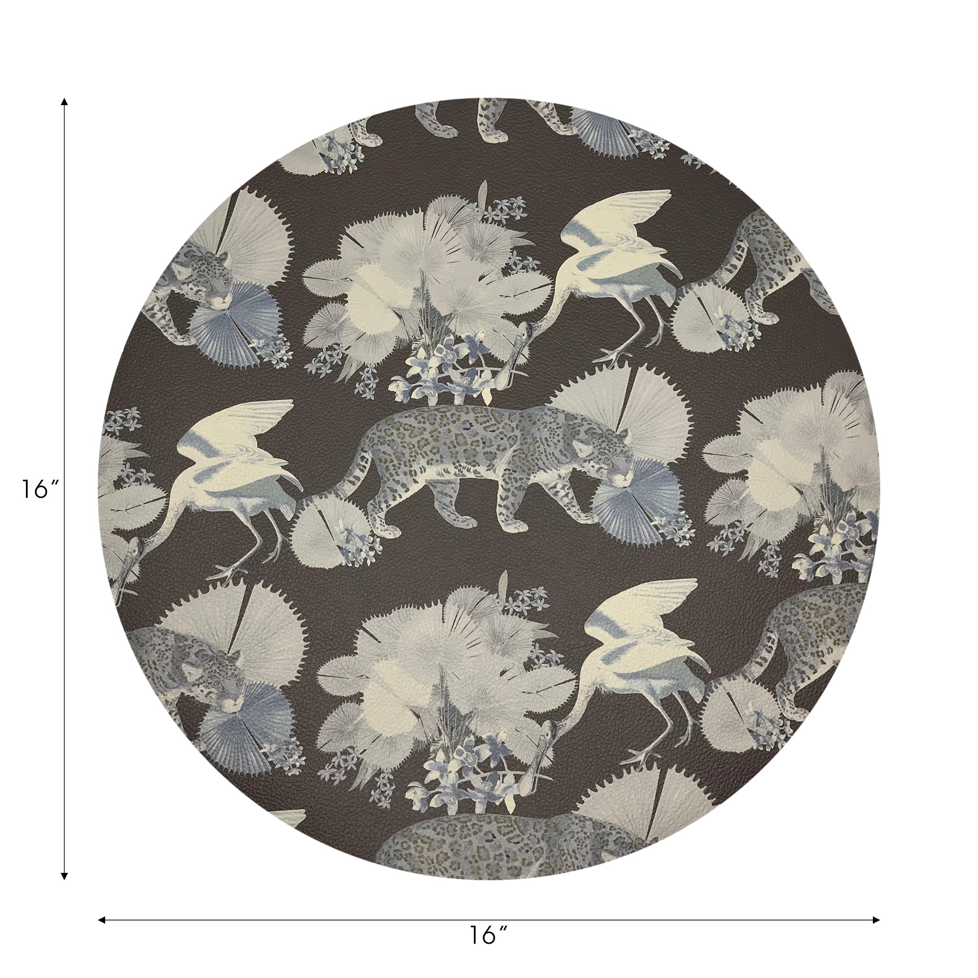 Leopard Walk Chocolatte Vegan Leather Round Pebble Placemat - nicolettemayer.com