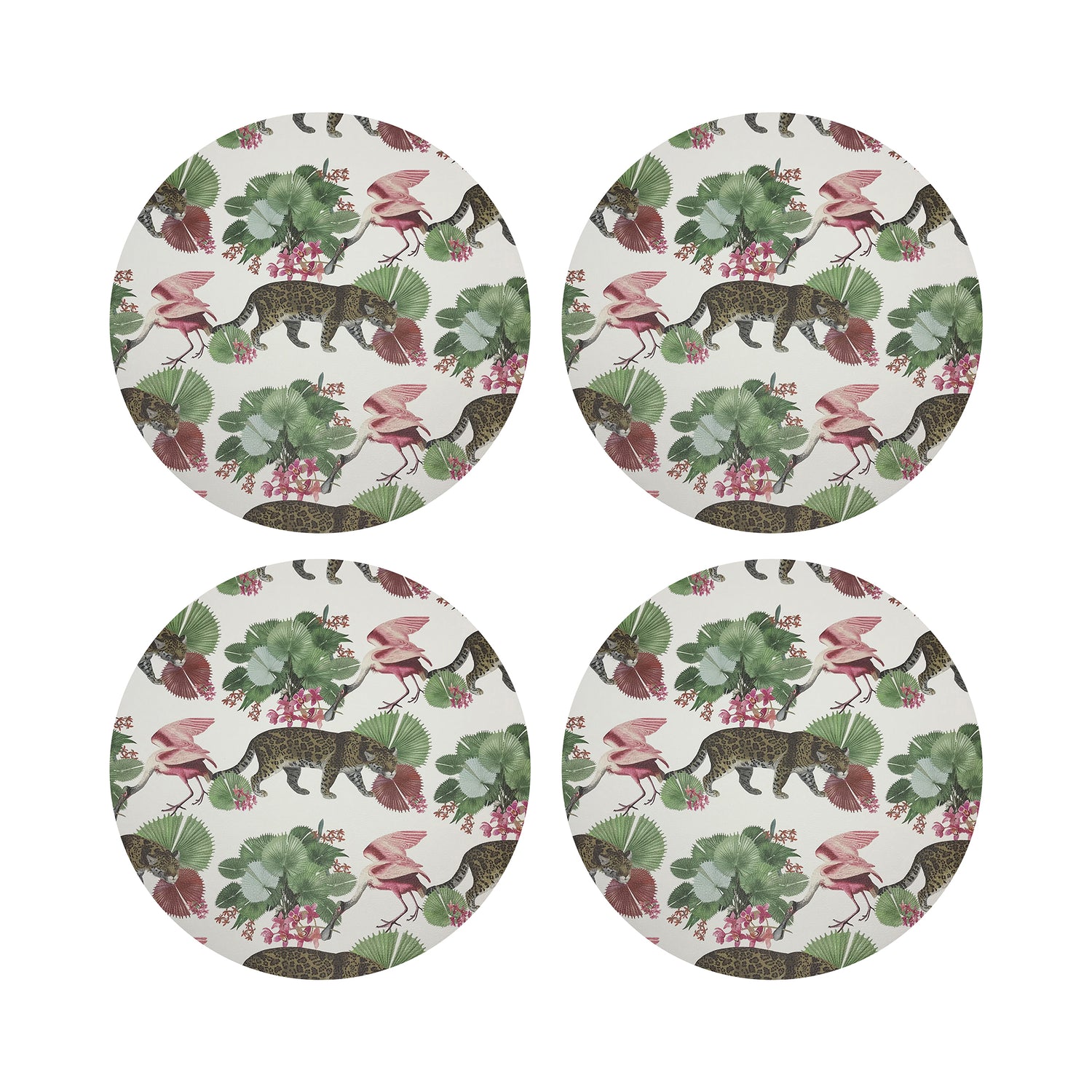 Leopard Walk Colorful 16" Round Pebble Placemats, Set of 4 - nicolettemayer.com