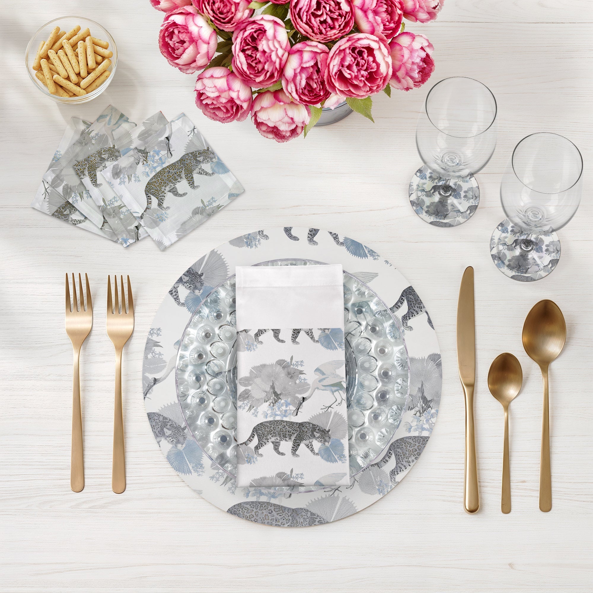 Leopard Walk Powder 16" Round Pebble Placemats, Set of 4 - nicolettemayer.com