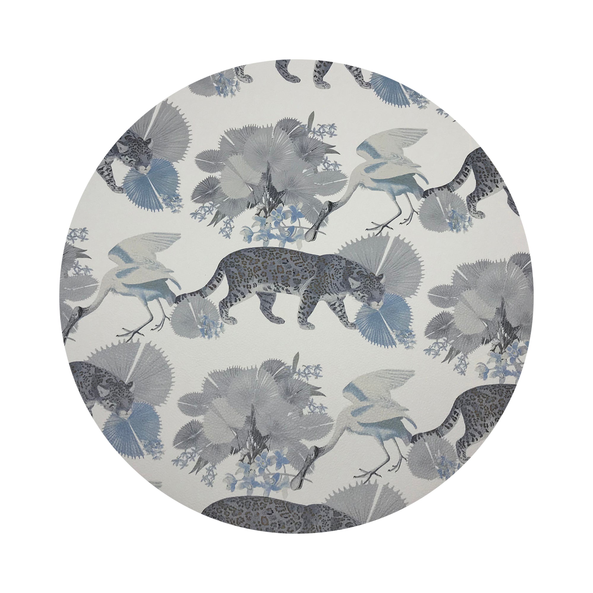 Leopard Walk Powder Vegan Leather Round Pebble Placemat - nicolettemayer.com