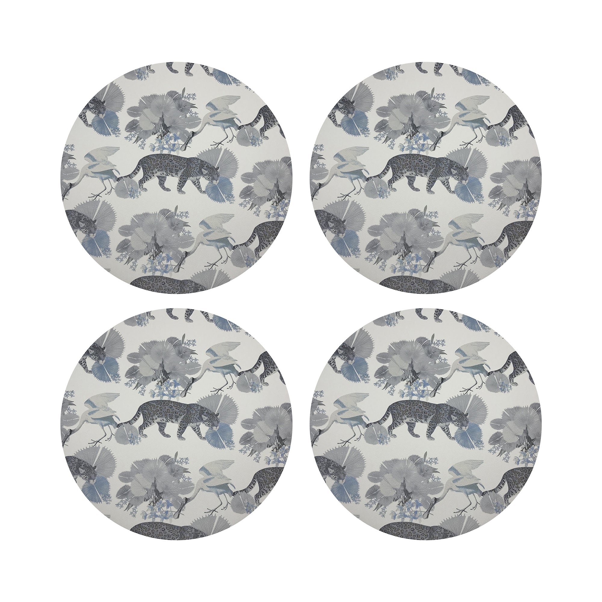 Leopard Walk Powder Vegan Leather Round Pebble Placemat - nicolettemayer.com