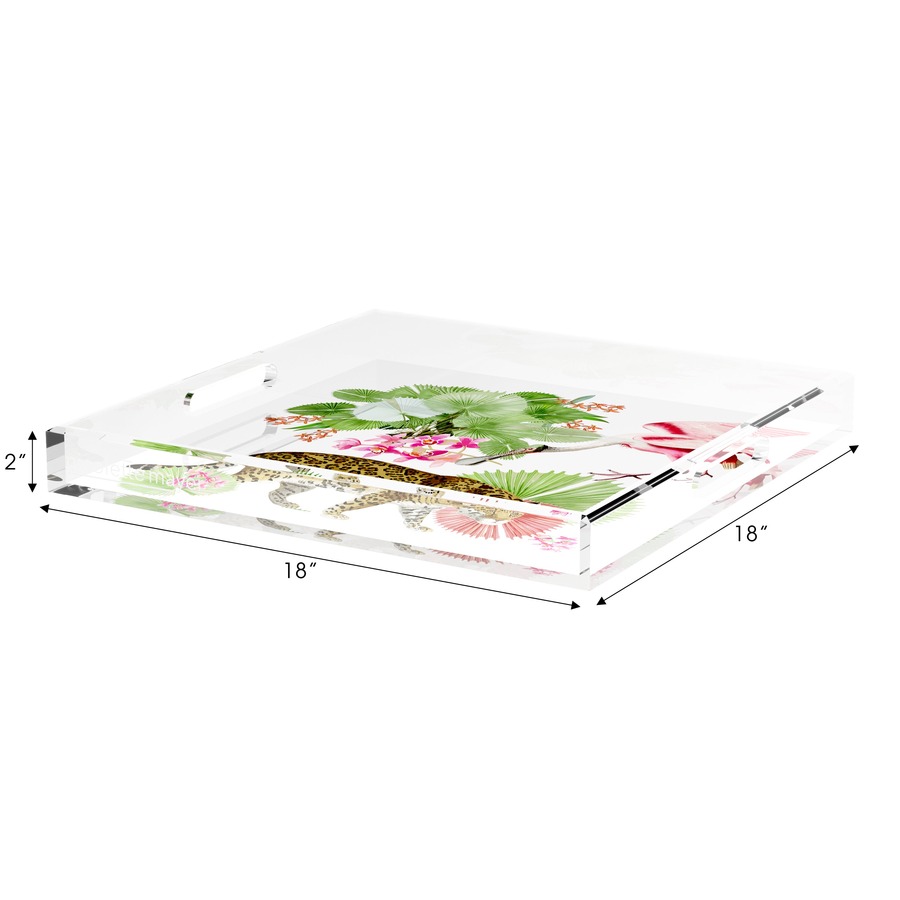 Leopard Walk Colorful 18X18 Acrylic Tray - nicolettemayer.com