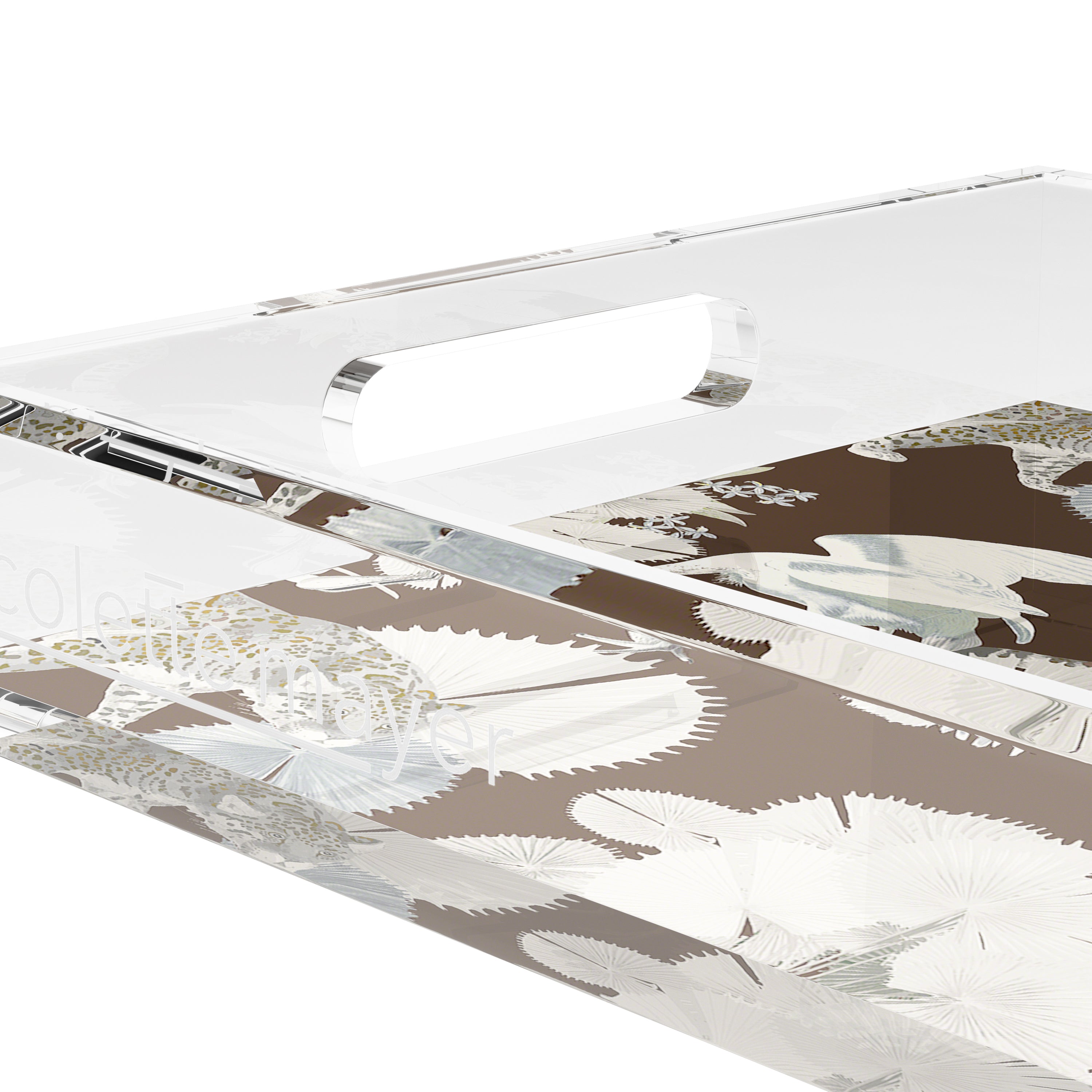 Leopard Walk Chocolatte 12.5X7.75 Acrylic Tray - nicolettemayer.com