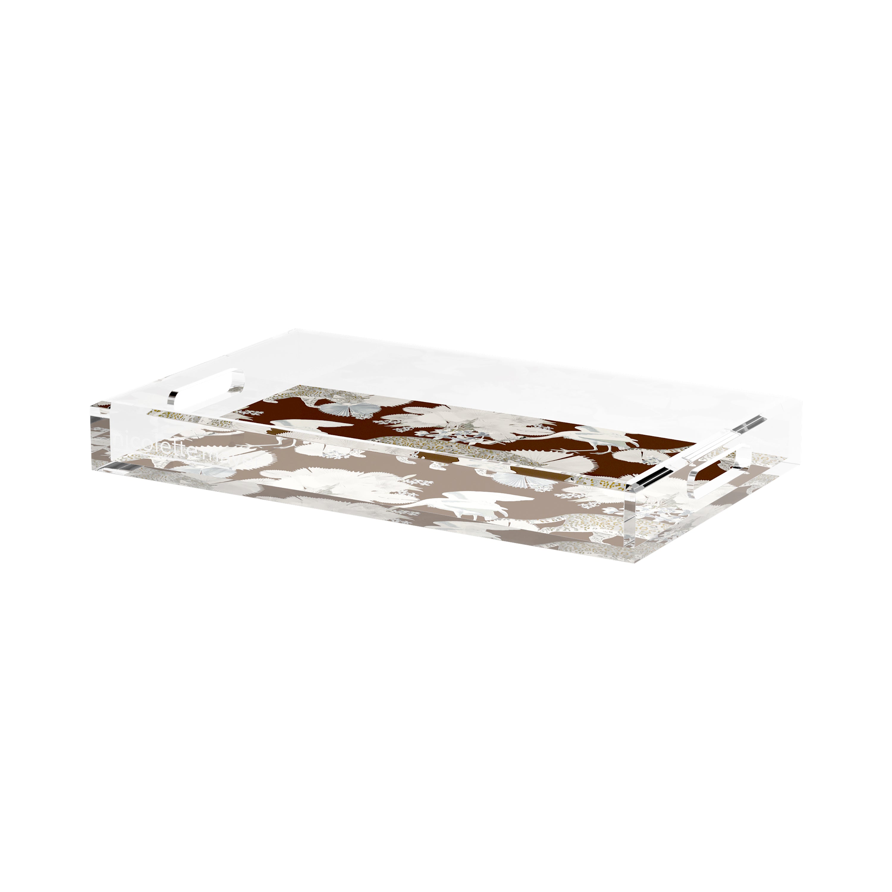 Leopard Walk Chocolatte 17X10.5 Acrylic Tray - nicolettemayer.com