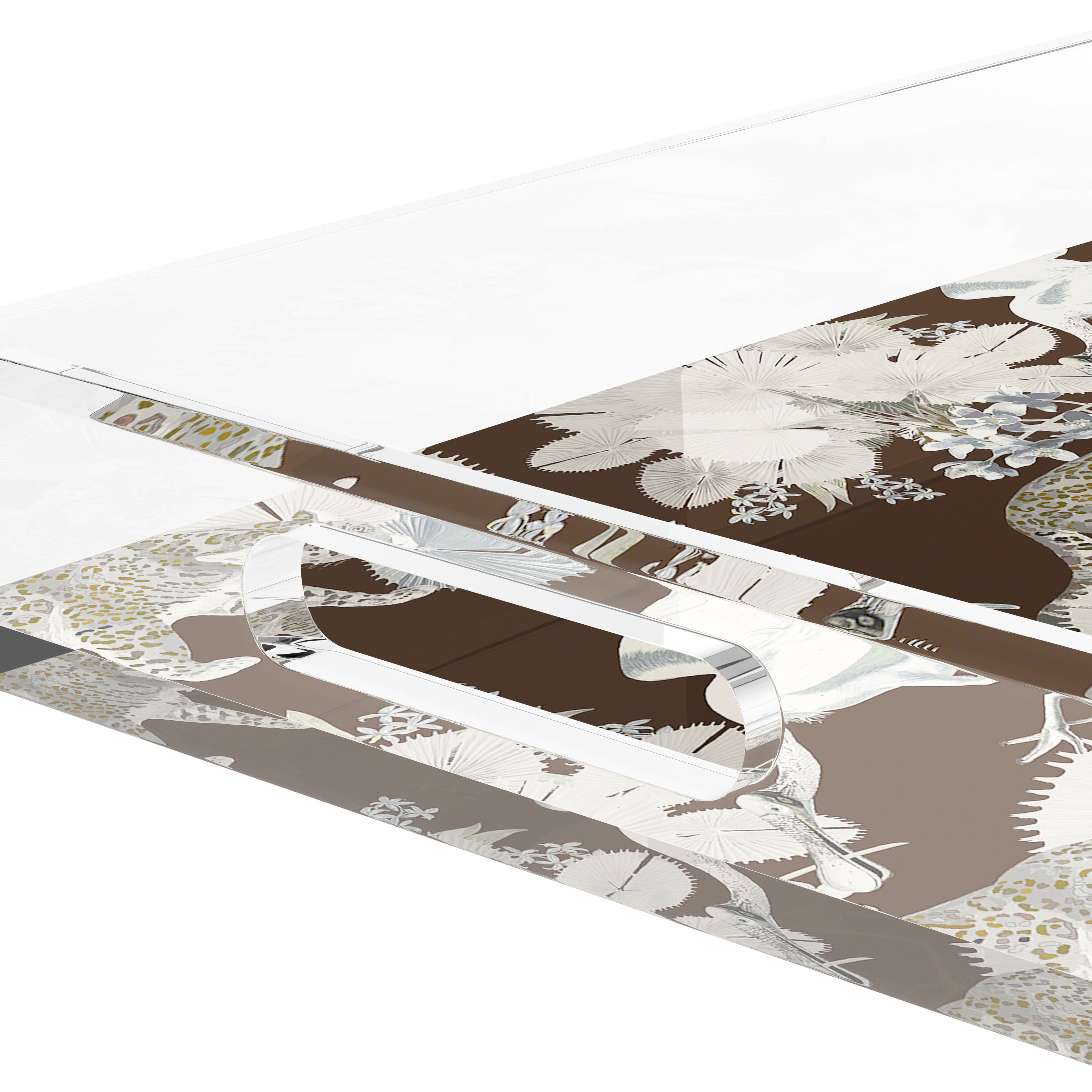 Leopard Walk Chocolatte 17X10.5 Acrylic Tray - nicolettemayer.com