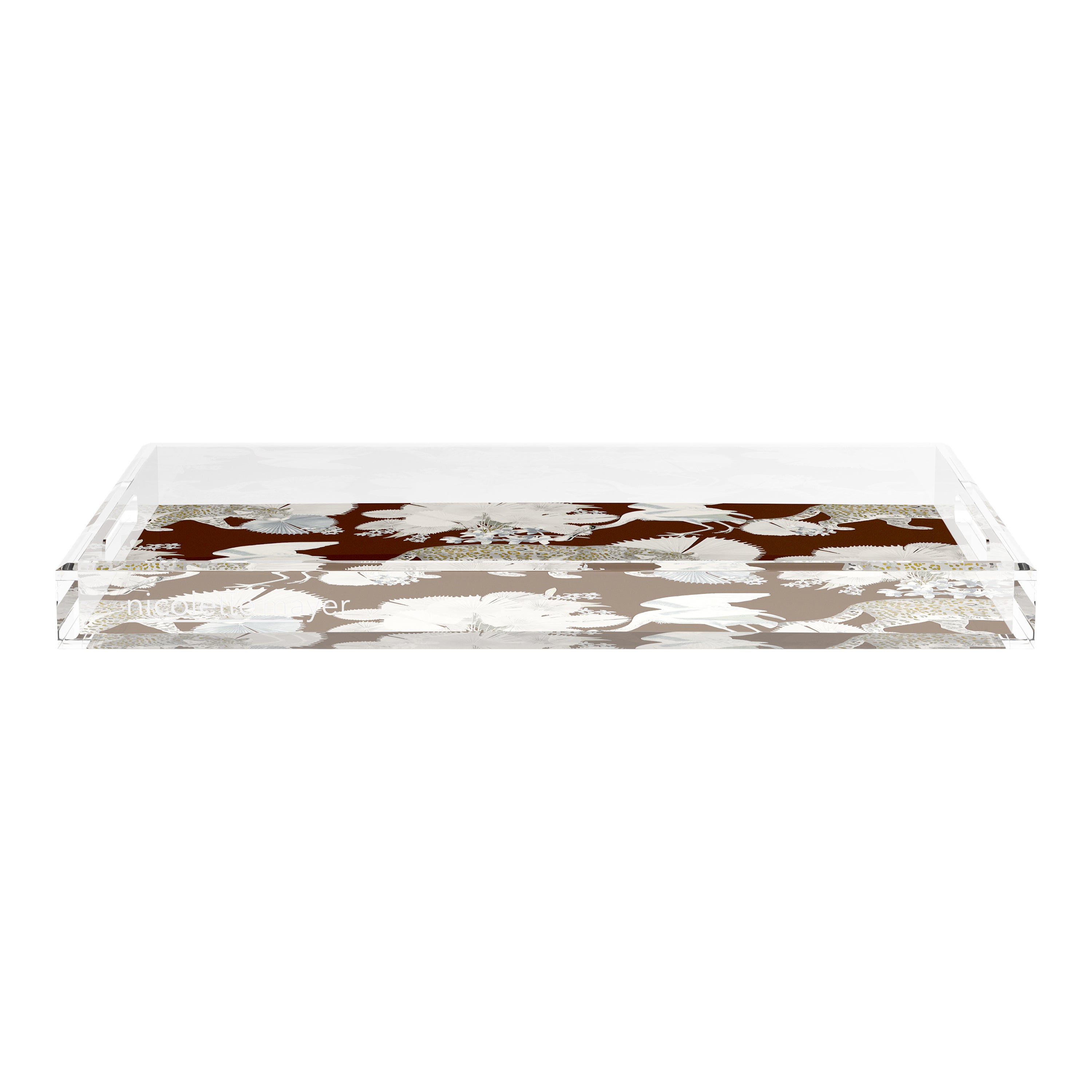 Leopard Walk Chocolatte 22.5X14.5 Acrylic Tray - nicolettemayer.com