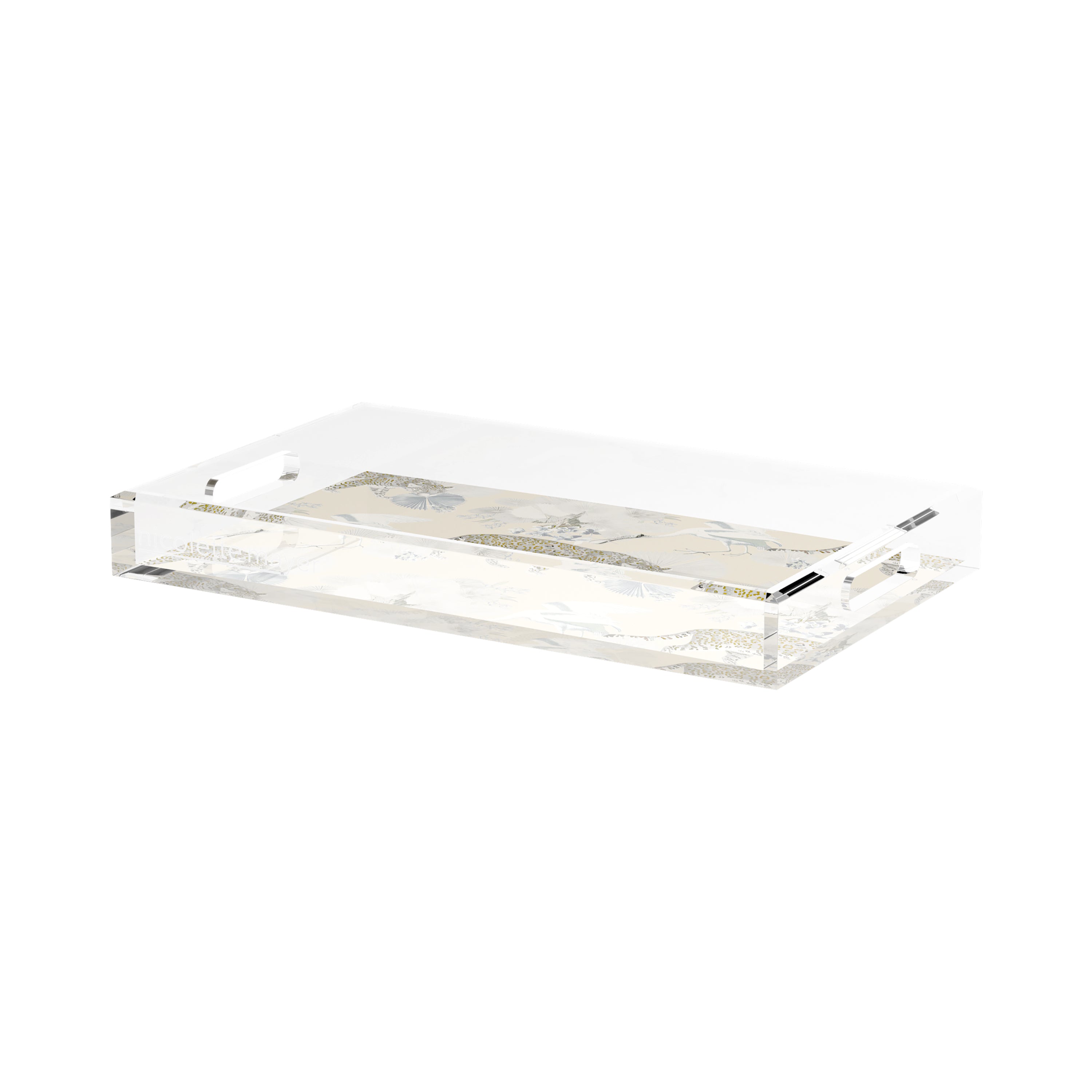 Leopard Walk Cream 17X10.5 Acrylic Tray - nicolettemayer.com