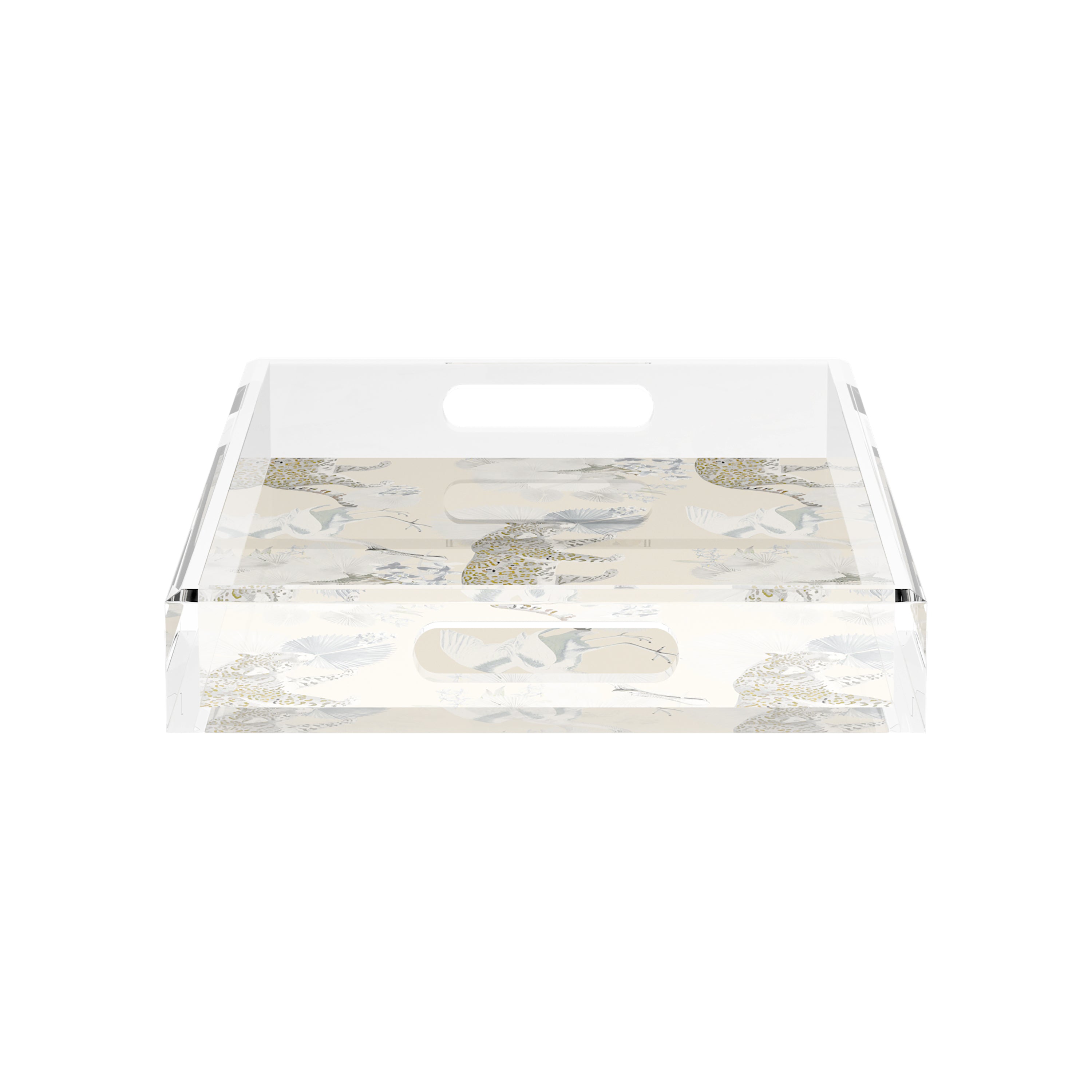 Leopard Walk Cream 17X10.5 Acrylic Tray - nicolettemayer.com