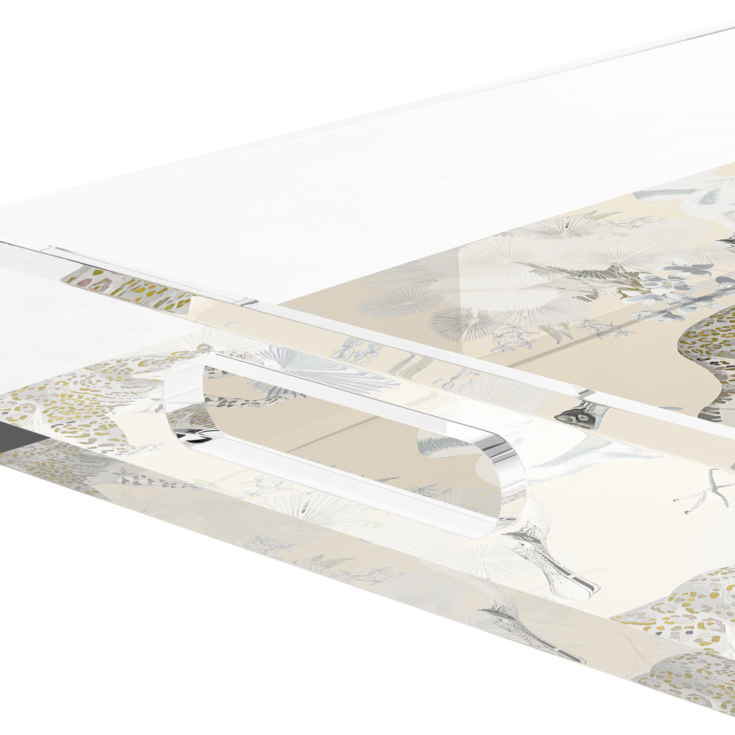 Leopard Walk Cream 17X10.5 Acrylic Tray - nicolettemayer.com