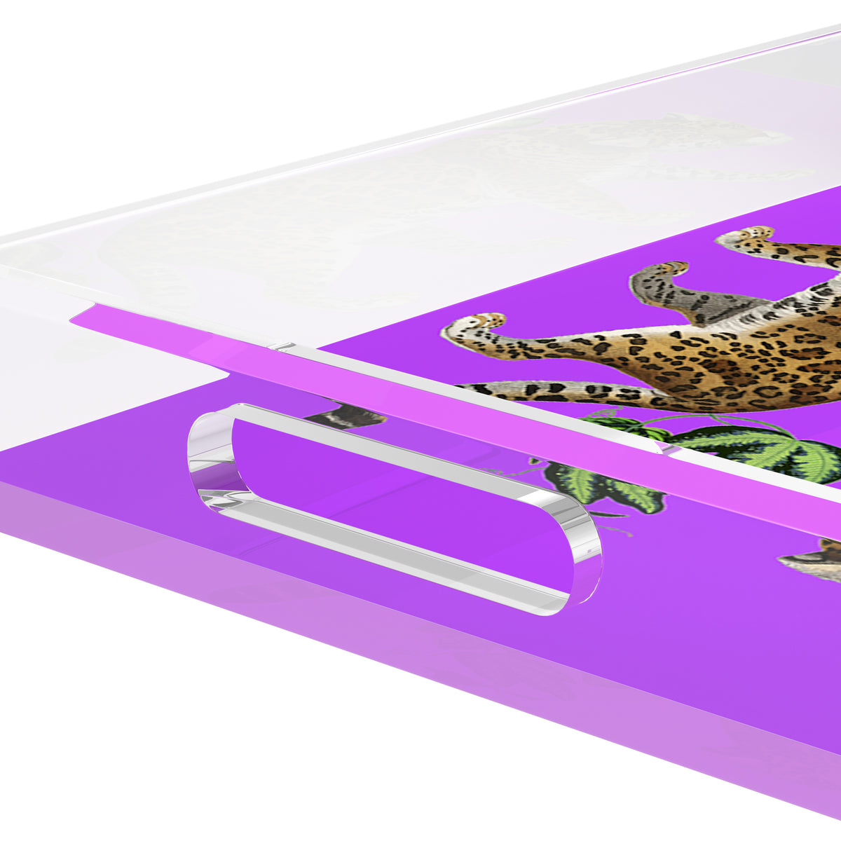 Leopard Seeing Double Acrylic Rectangle Decorative Tray, by Nicolette Mayer