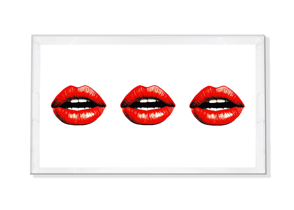 Lips Acrylic Rectangle Decorative Tray