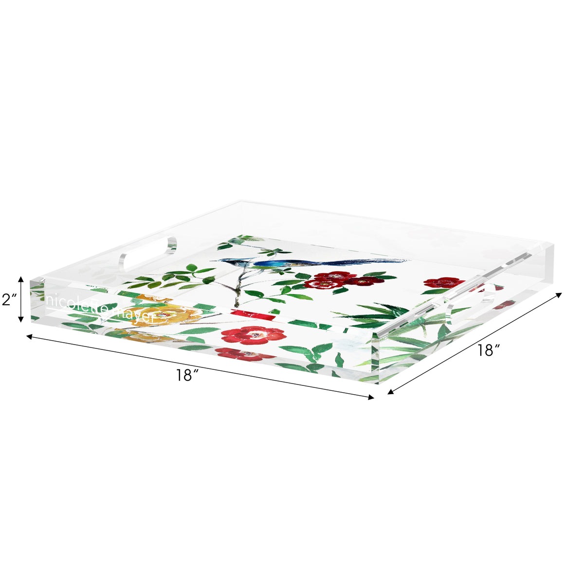 Lost Pavillion Floral No5 Acrylic Decorative Tray, 18 x 18 in. by Nicolette Mayer