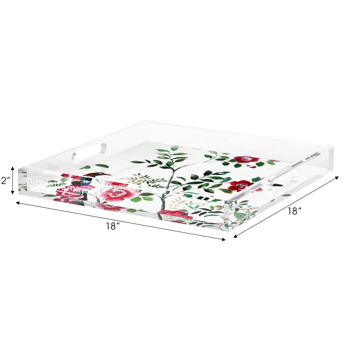 Lost Pavillion Floral No9 Acrylic Decorative Tray, 18 x 18 in. by Nicolette Mayer