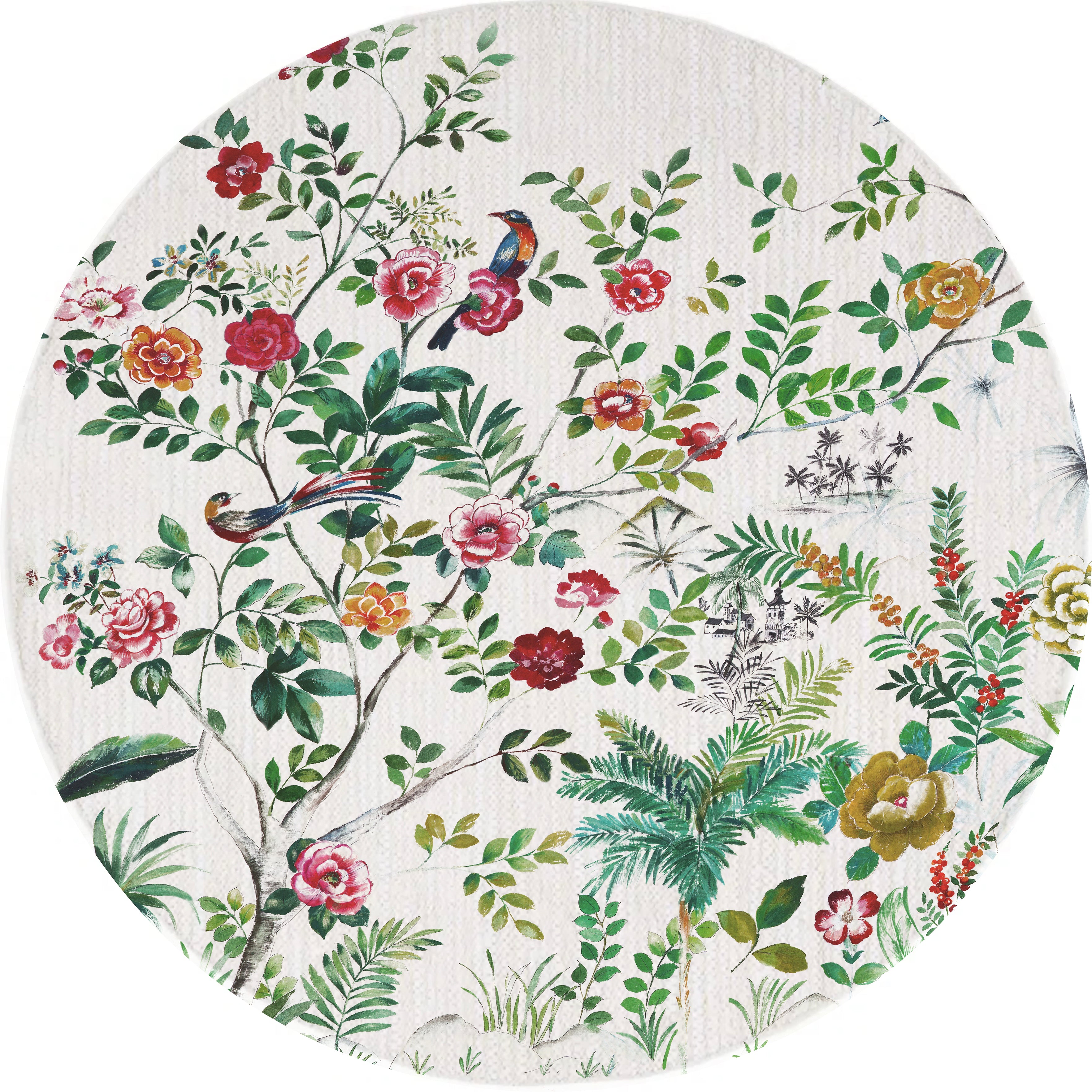Lost Pavillion Round Chenille Washable Rug
