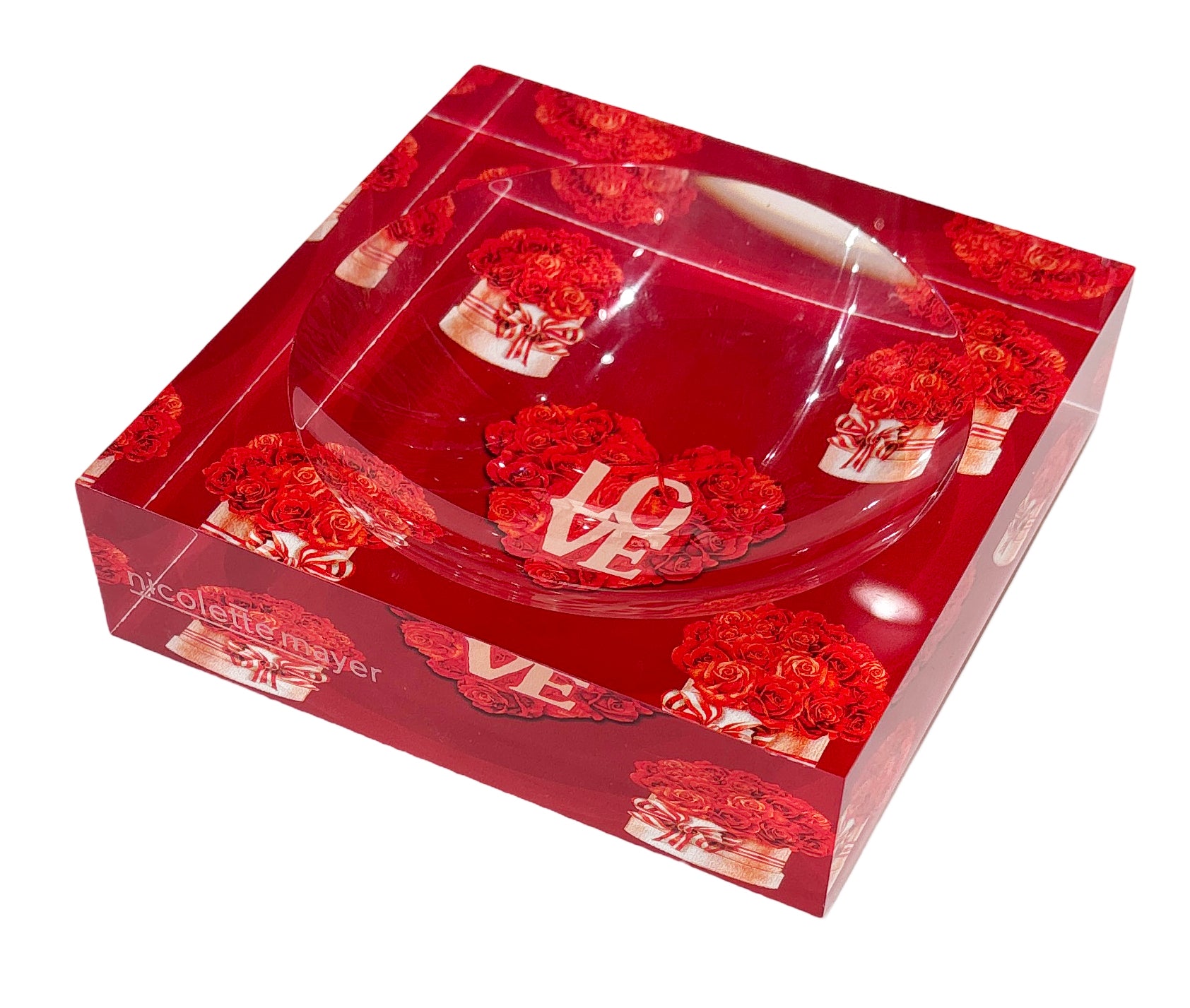 Love And Preserved Roses Red Acrylic Candy Catchall Dish