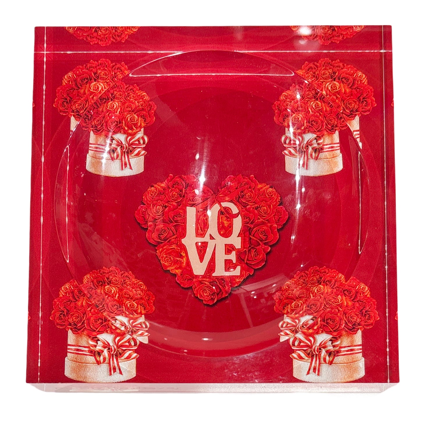 Love And Preserved Roses Red Acrylic Candy Catchall Dish