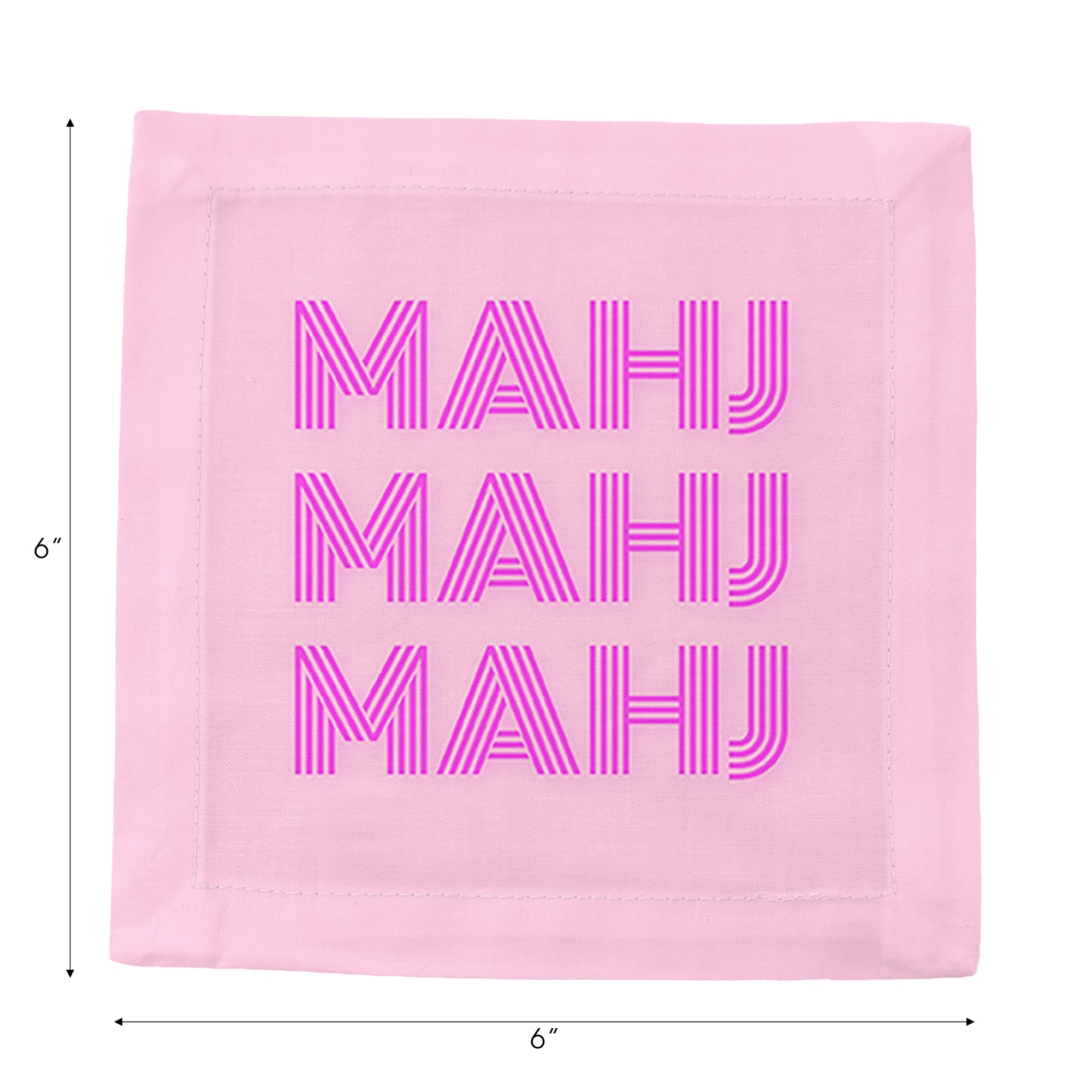 Mahj Mahj Mahj Pink Cotton Sateen Cocktail Napkins - nicolettemayer.com