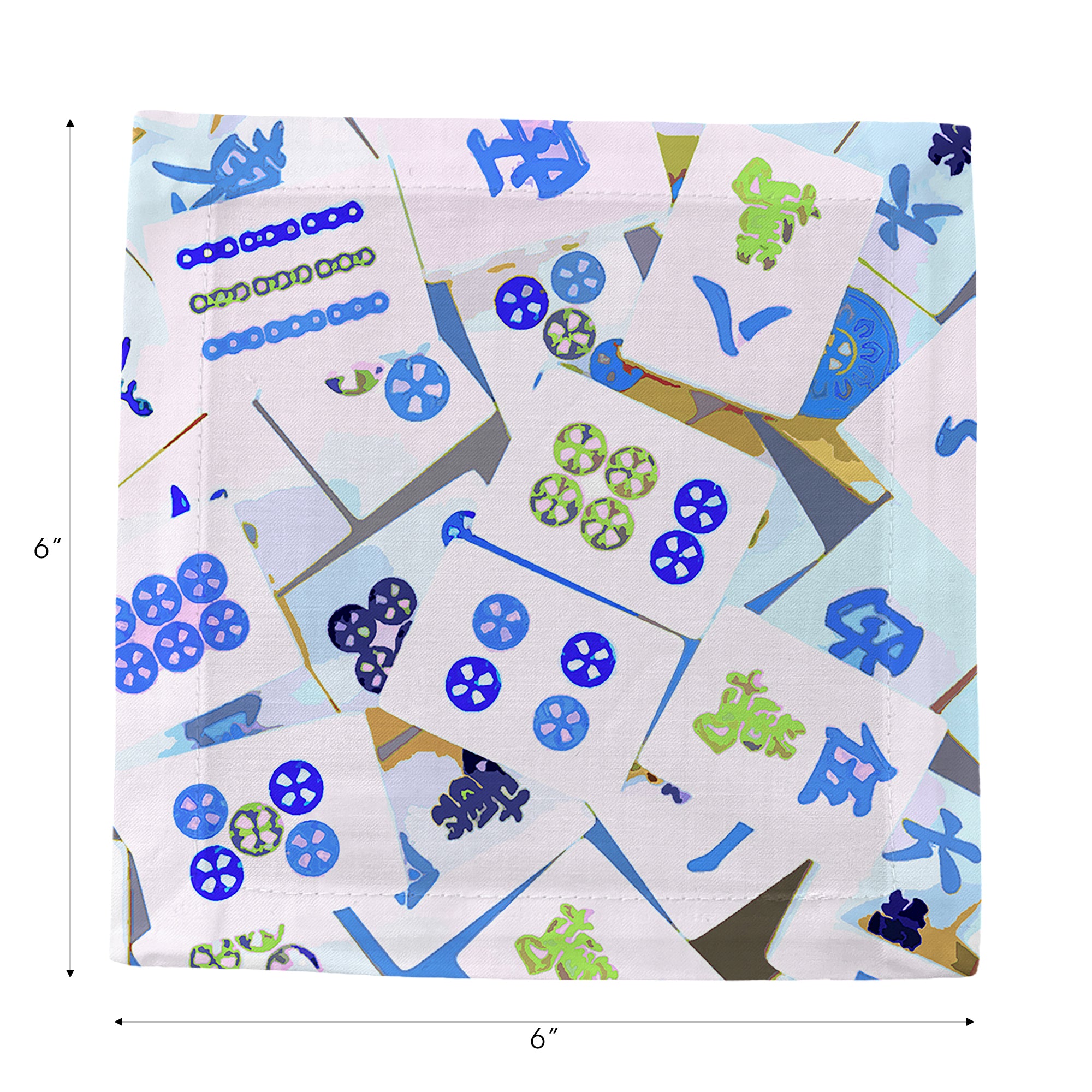 Mahjong Abstract Blues Cotton Sateen Cocktail Napkins - nicolettemayer.com