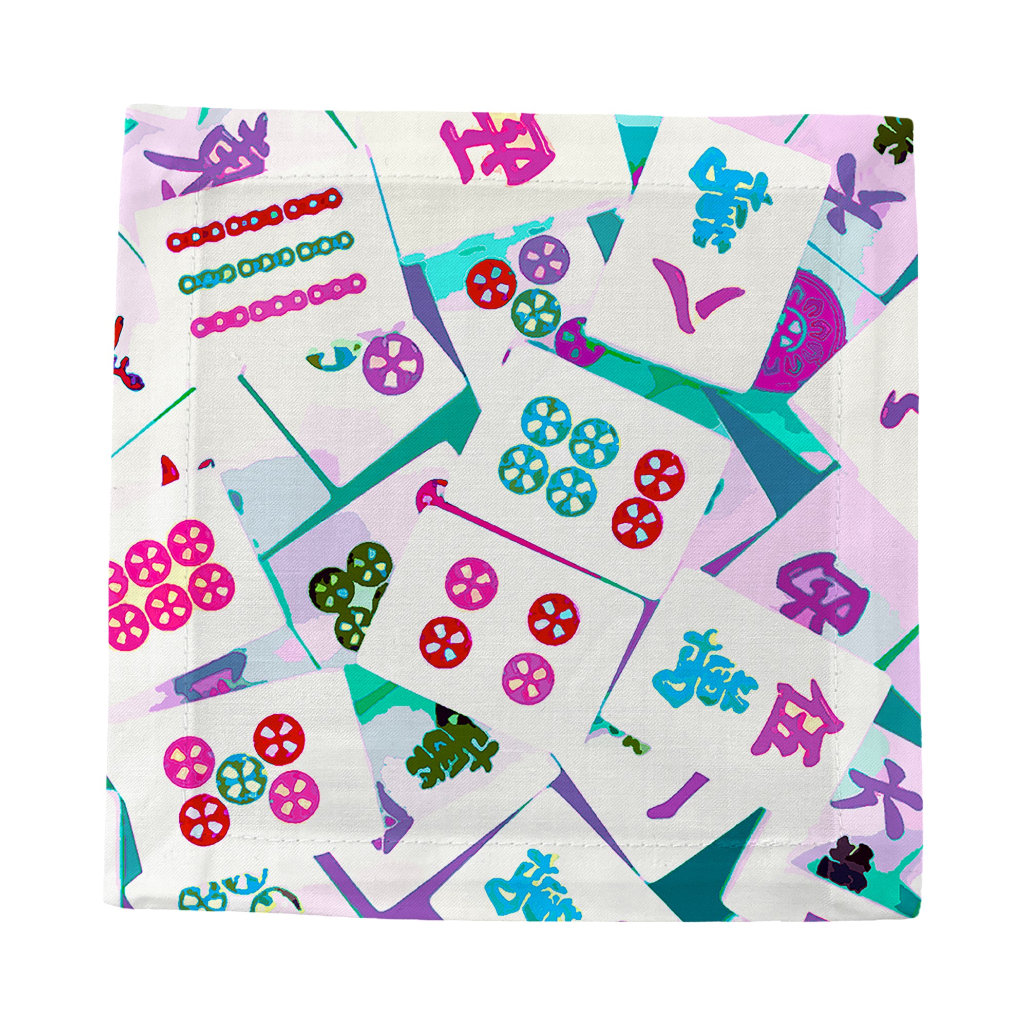 Mahjong Abstract Lively Cotton Sateen Cocktail Napkins - nicolettemayer.com