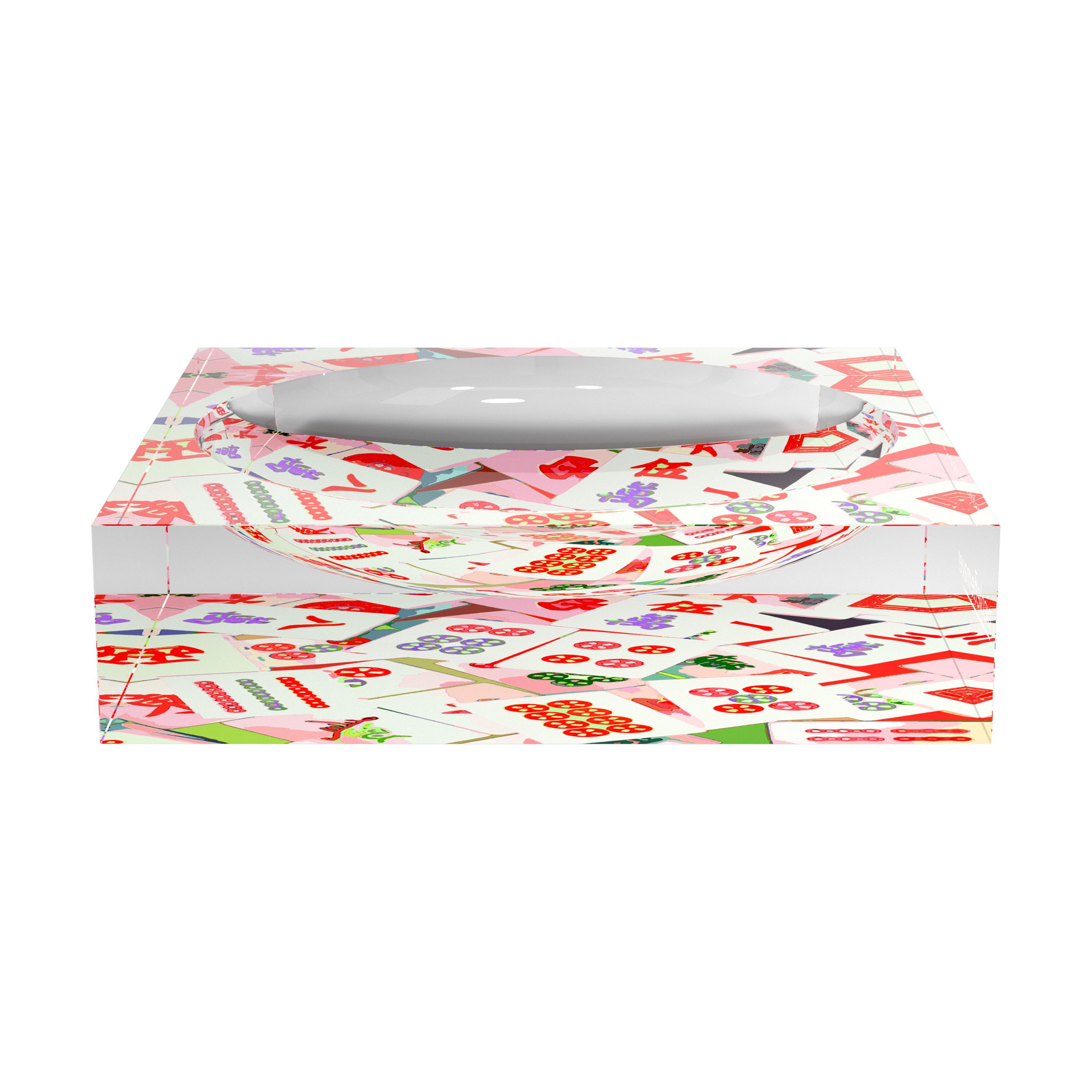 Récipient à bonbons en acrylique motif pétale abstrait Mahjong