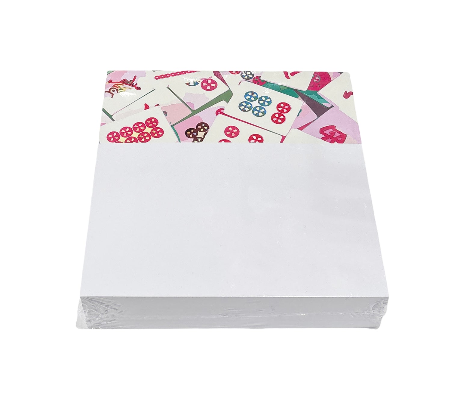 Mahjong Abstract Pinks Note Cards With Acrylic Holder