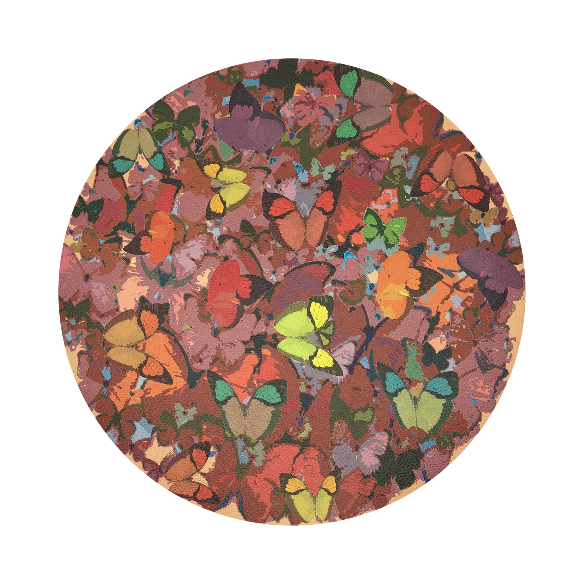 Mariposa Ochre Vegan Leather Round Pebble Placemat