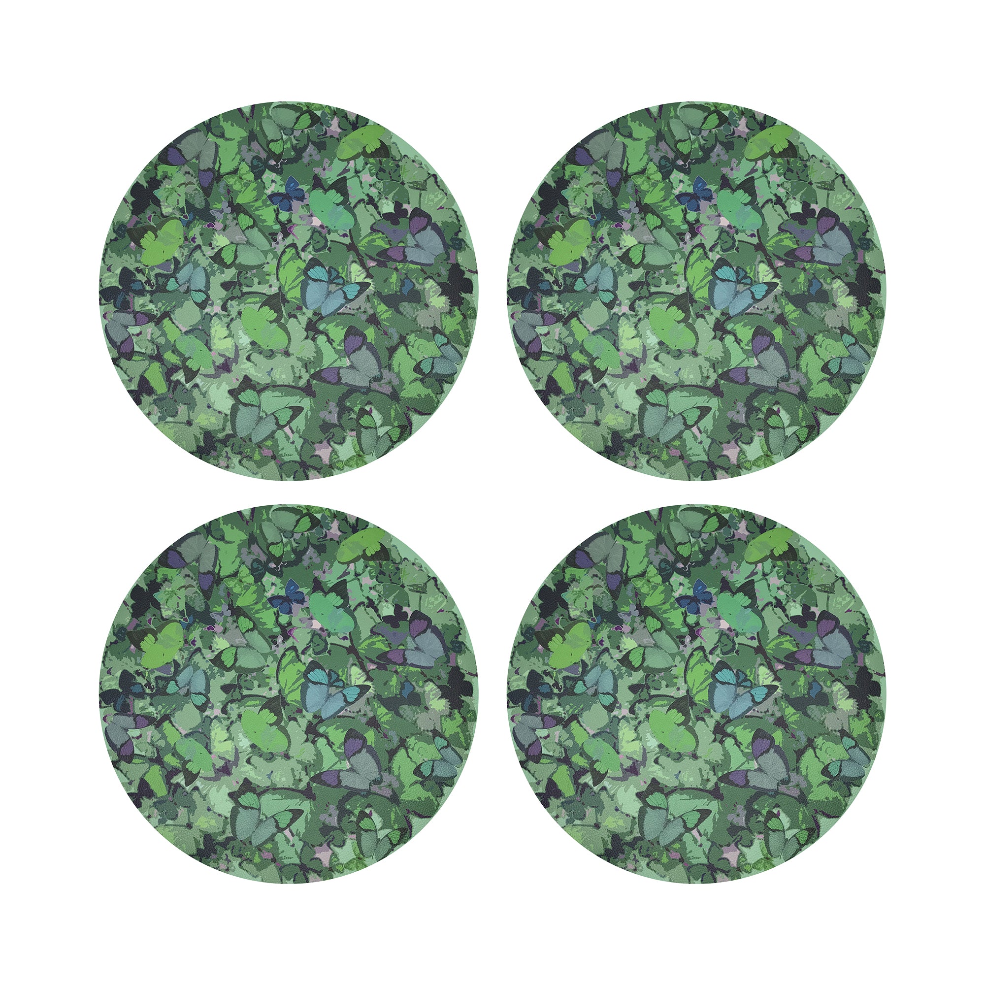 Mariposa Green 16" Round Pebble Placemats, Set of 4 - nicolettemayer.com
