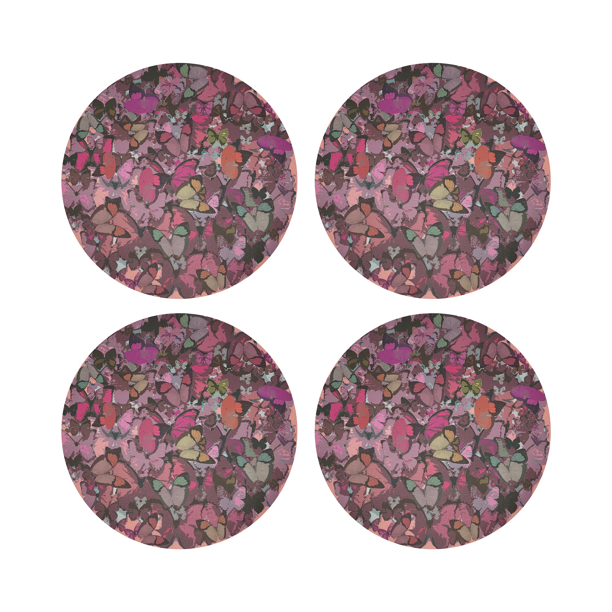 Mariposa Pink 16" Round Pebble Placemats, Set of 4 - nicolettemayer.com