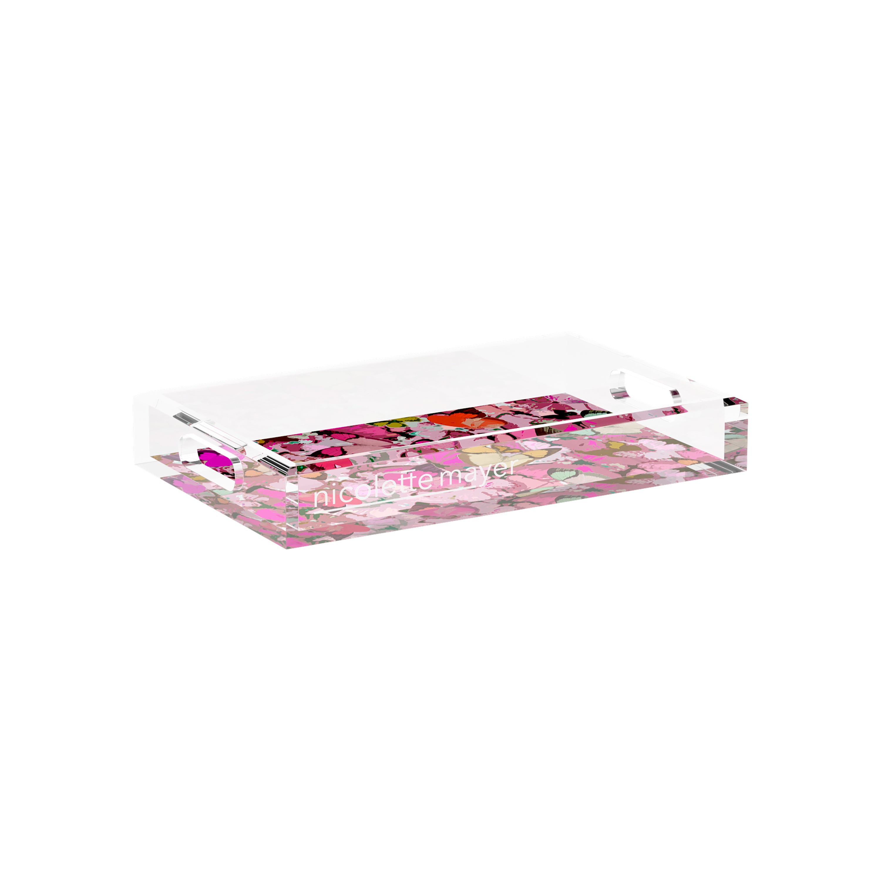 Mariposa Pink 12.5X7.75 Acrylic Tray - nicolettemayer.com