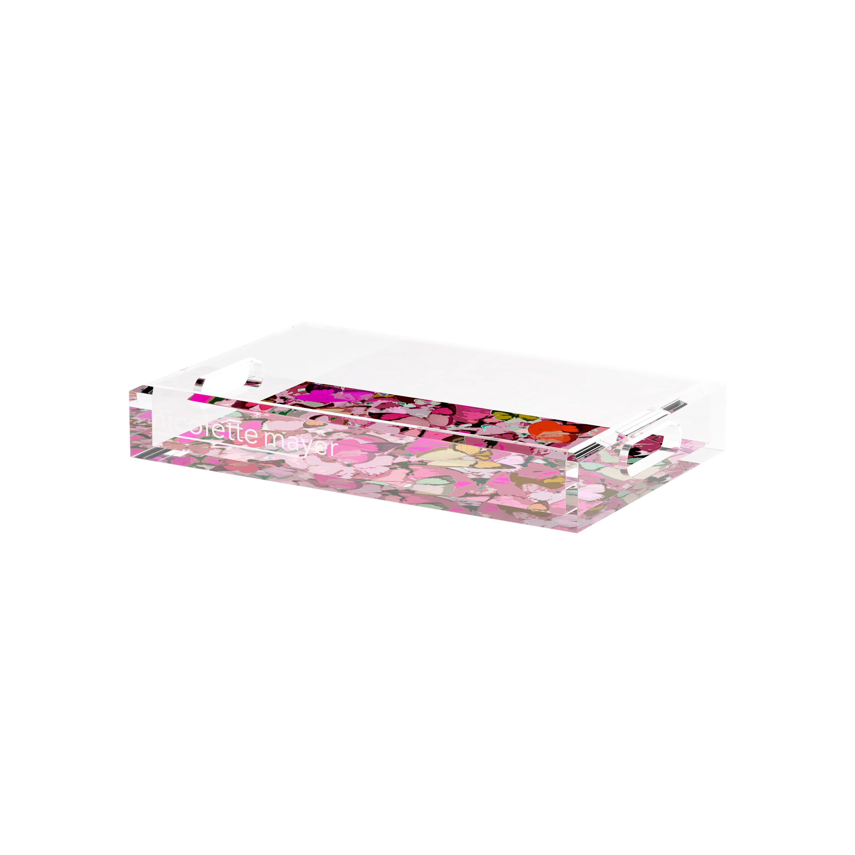 Mariposa Pink 12.5X7.75 Acrylic Tray - nicolettemayer.com