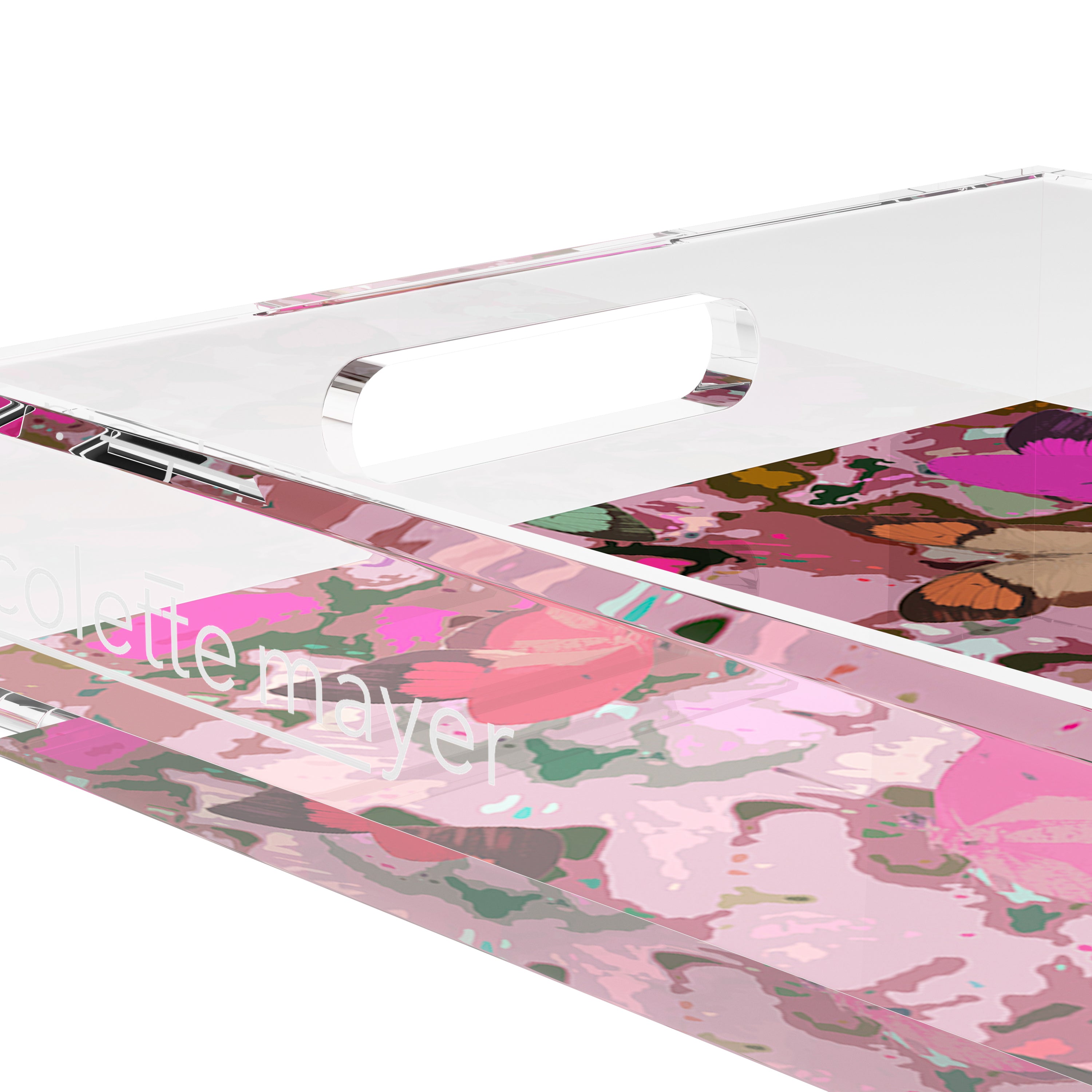 Mariposa Pink 12.5X7.75 Acrylic Tray - nicolettemayer.com